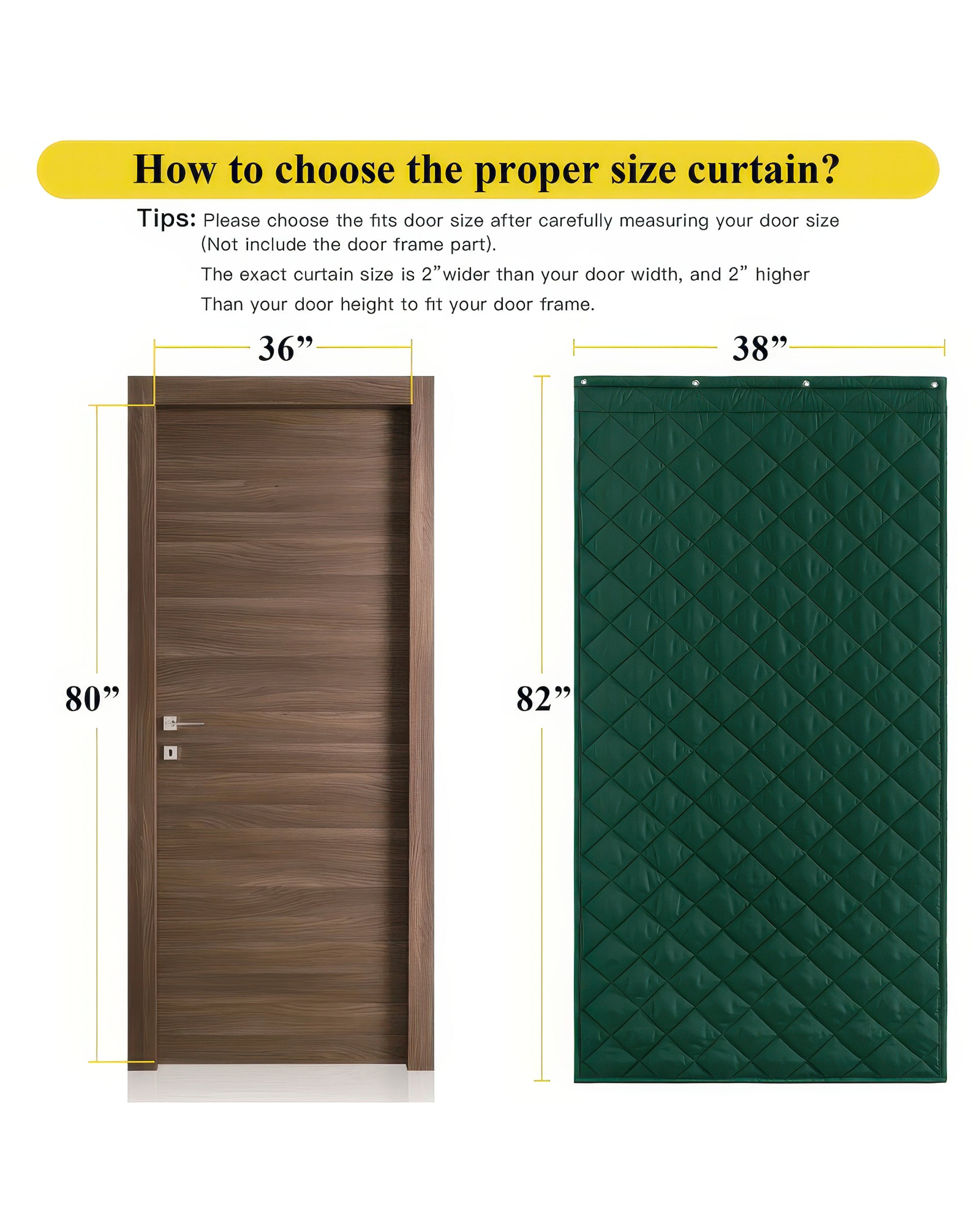 Oxford Thermal Magnetic Door Curtain Green Measurement
