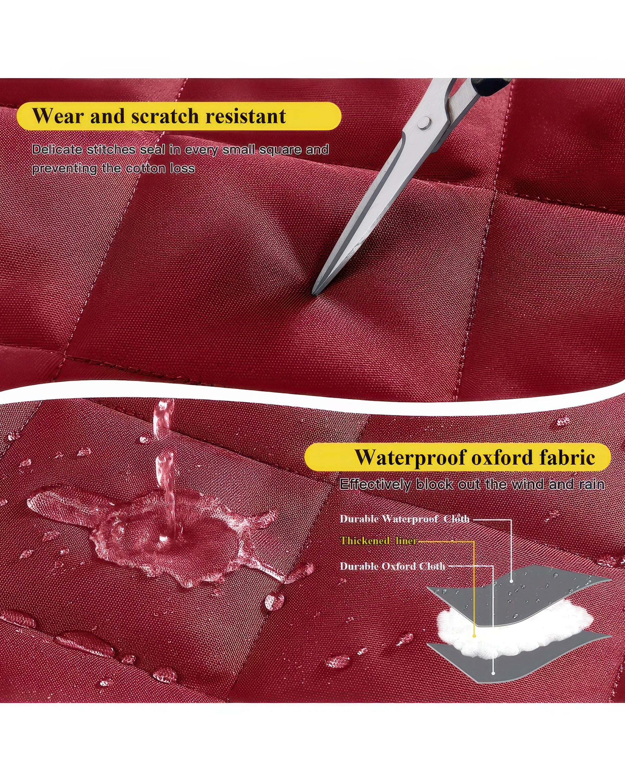Oxford Thermal Magnetic Door Curtain Red Fabric Details