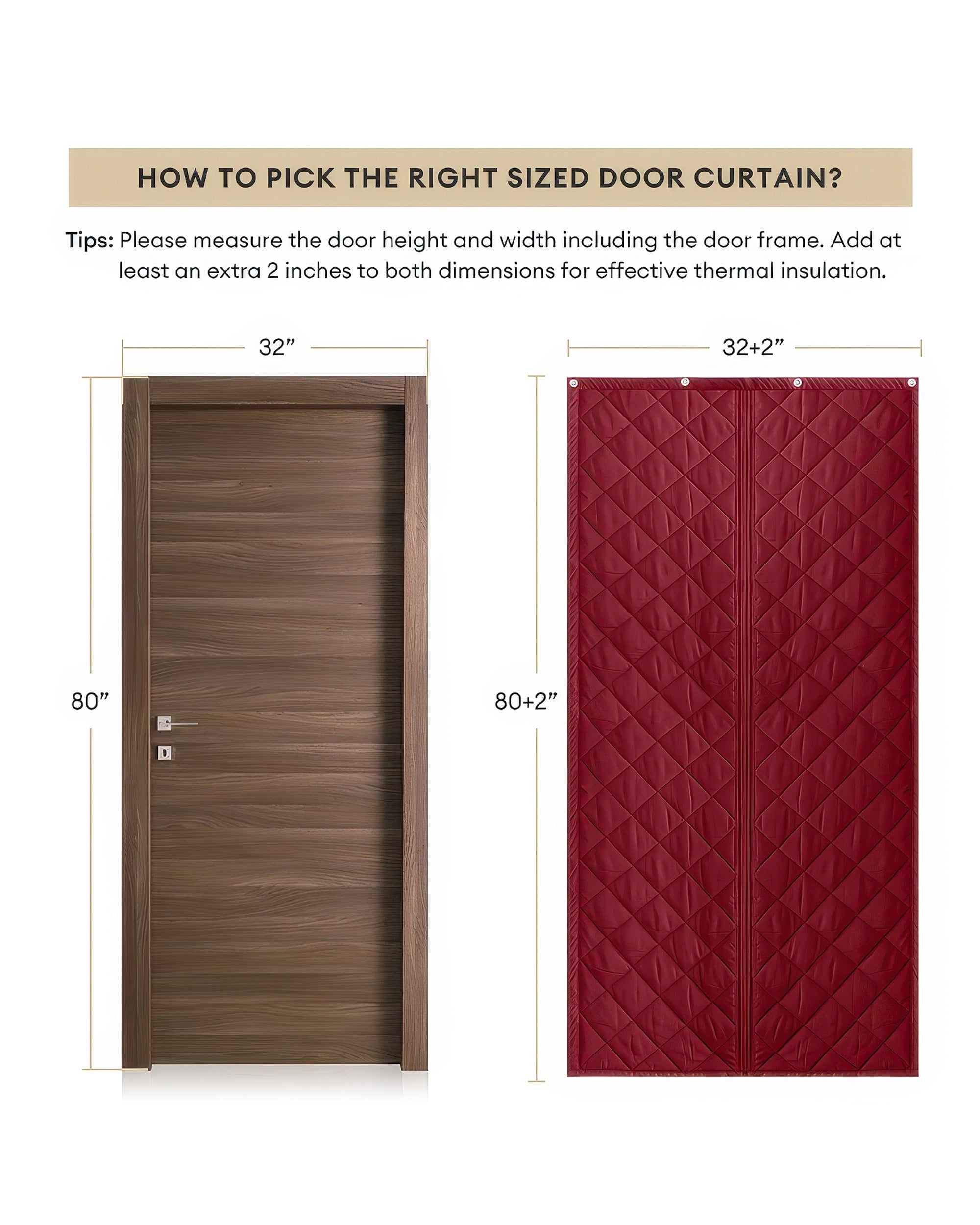 Oxford Thermal Magnetic Door Curtain Red Measurement