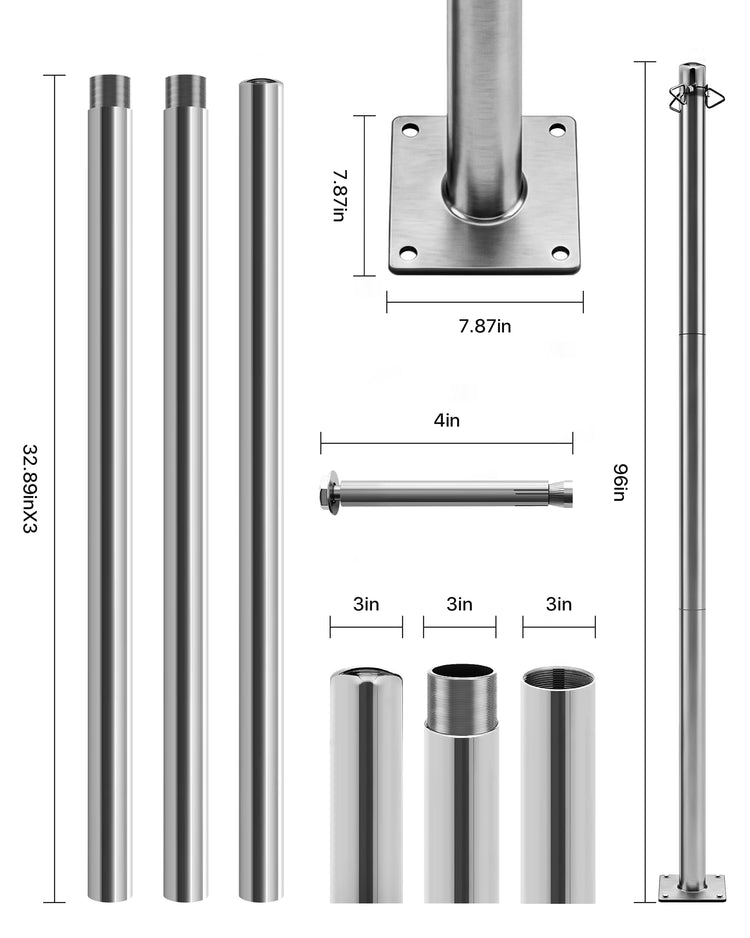Heavy Duty Stainless Steel Sun Shade Sail Support Pole