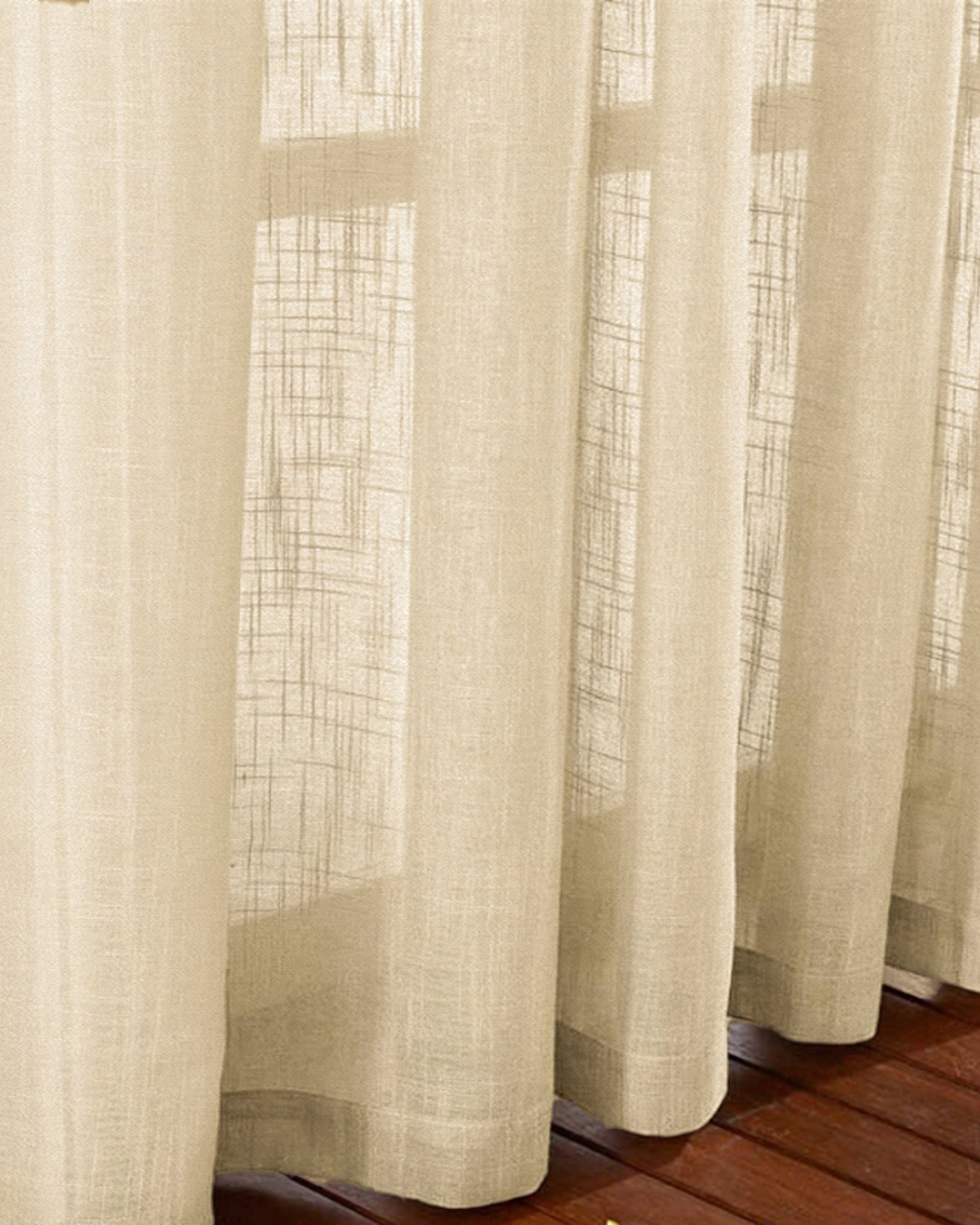 Tehreem Textured Sheer Custom Curtain Beige Close-up Float