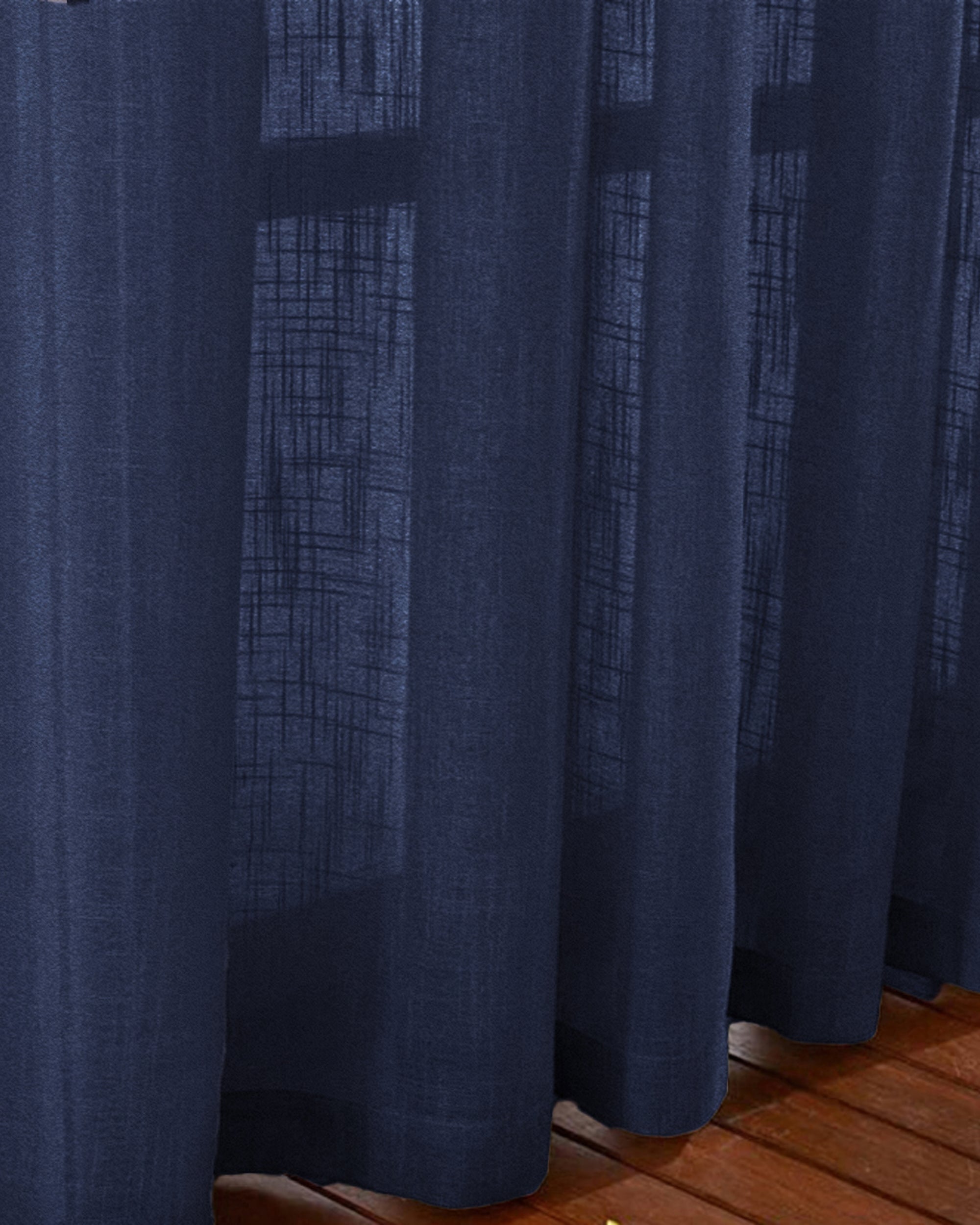 Tehreem Textured Sheer Custom Curtain Dark Blue Close-up Float