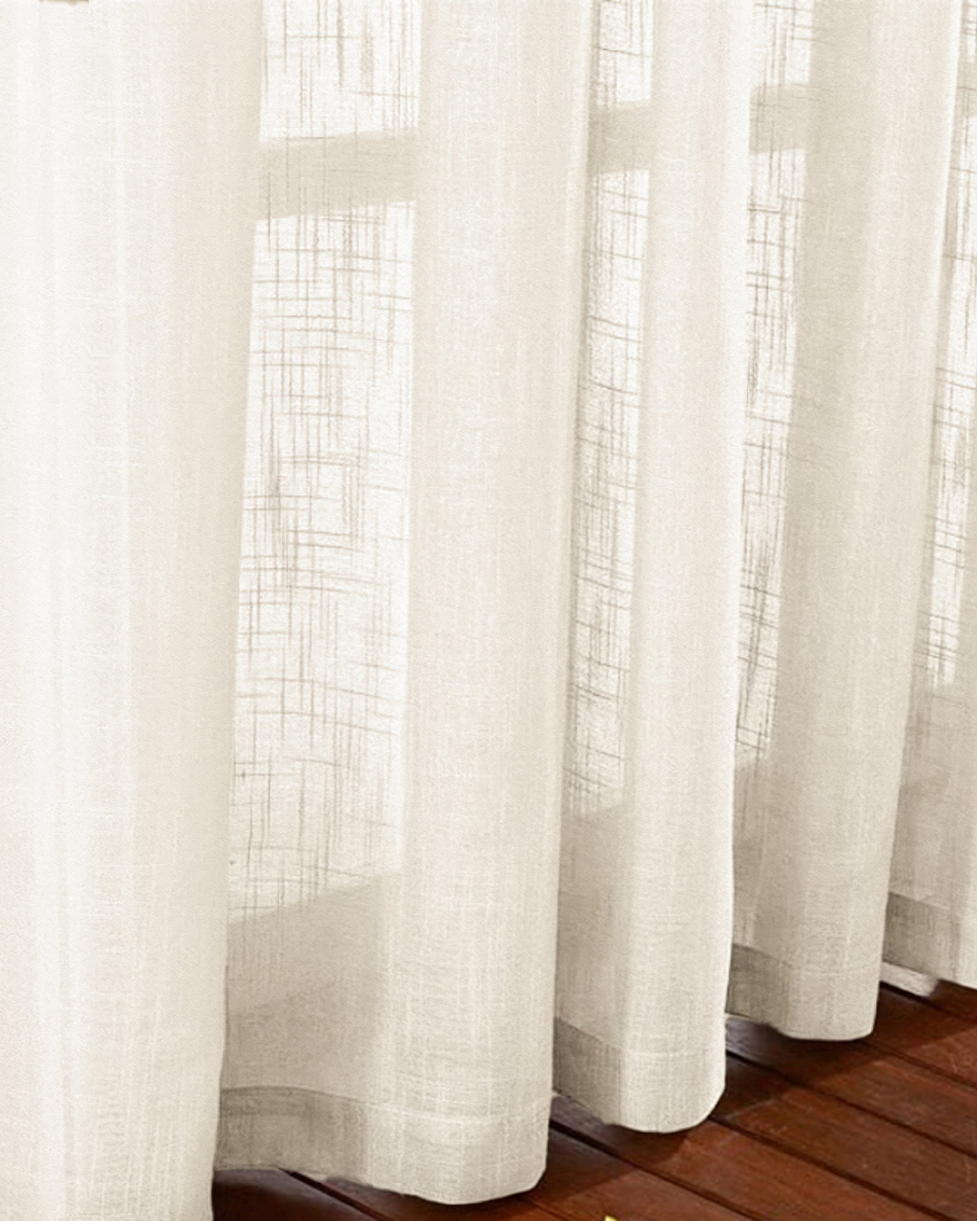 Tehreem Textured Sheer Custom Curtain Light Beige Close-up Float