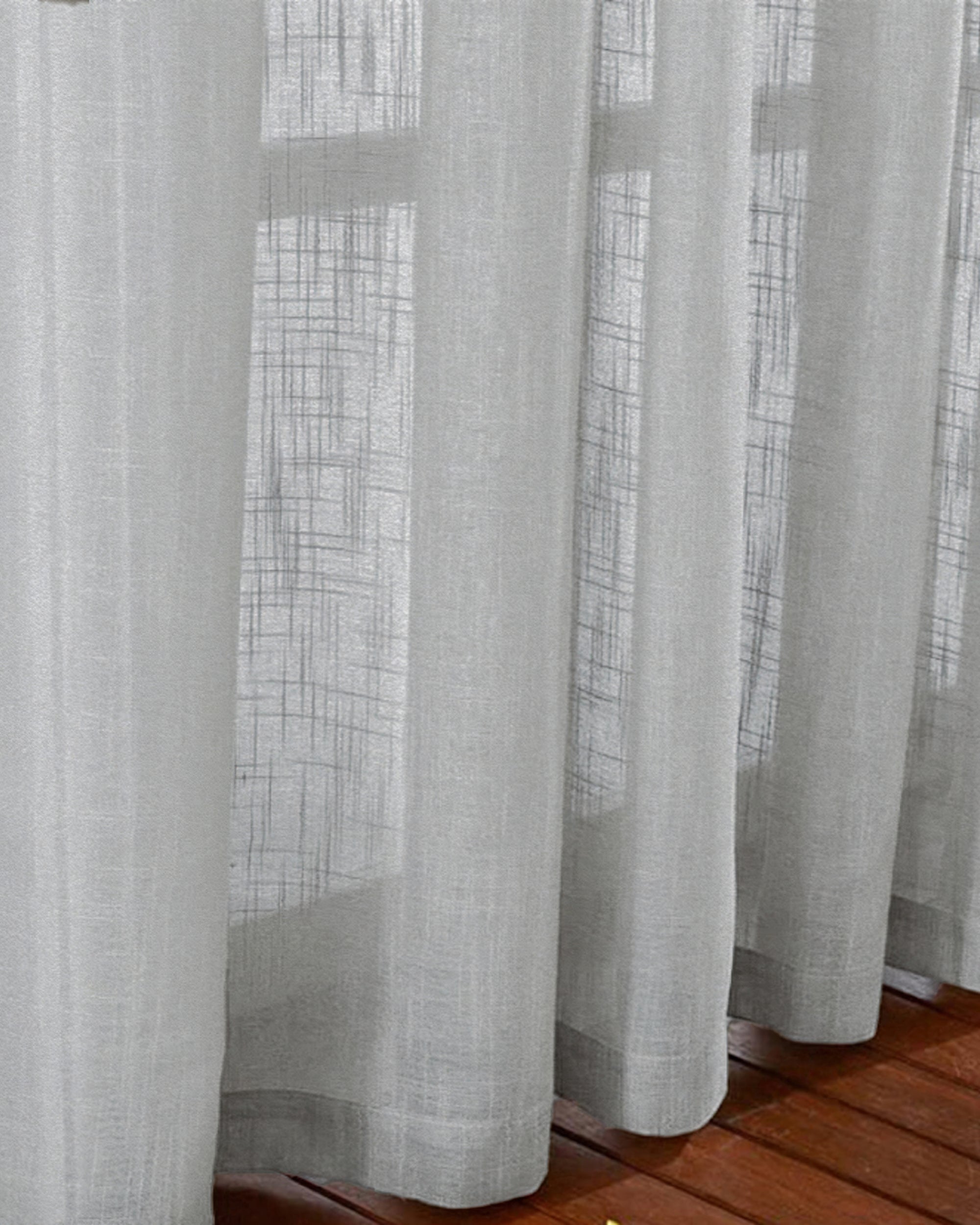 Tehreem Textured Sheer Custom Curtain Silver Grey Close-up Float