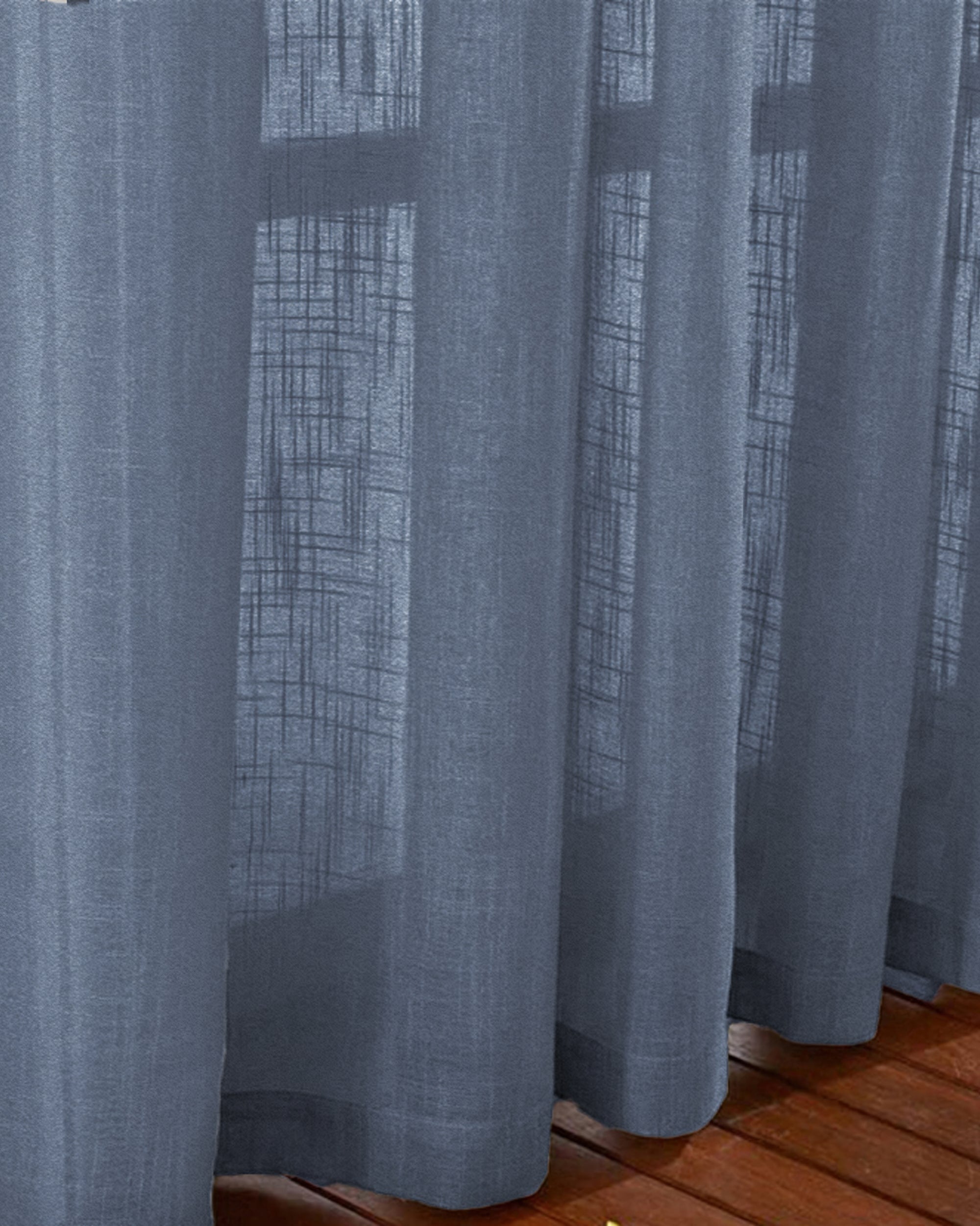 Tehreem Textured Sheer Custom Curtain Stone Blue Close-up Float 