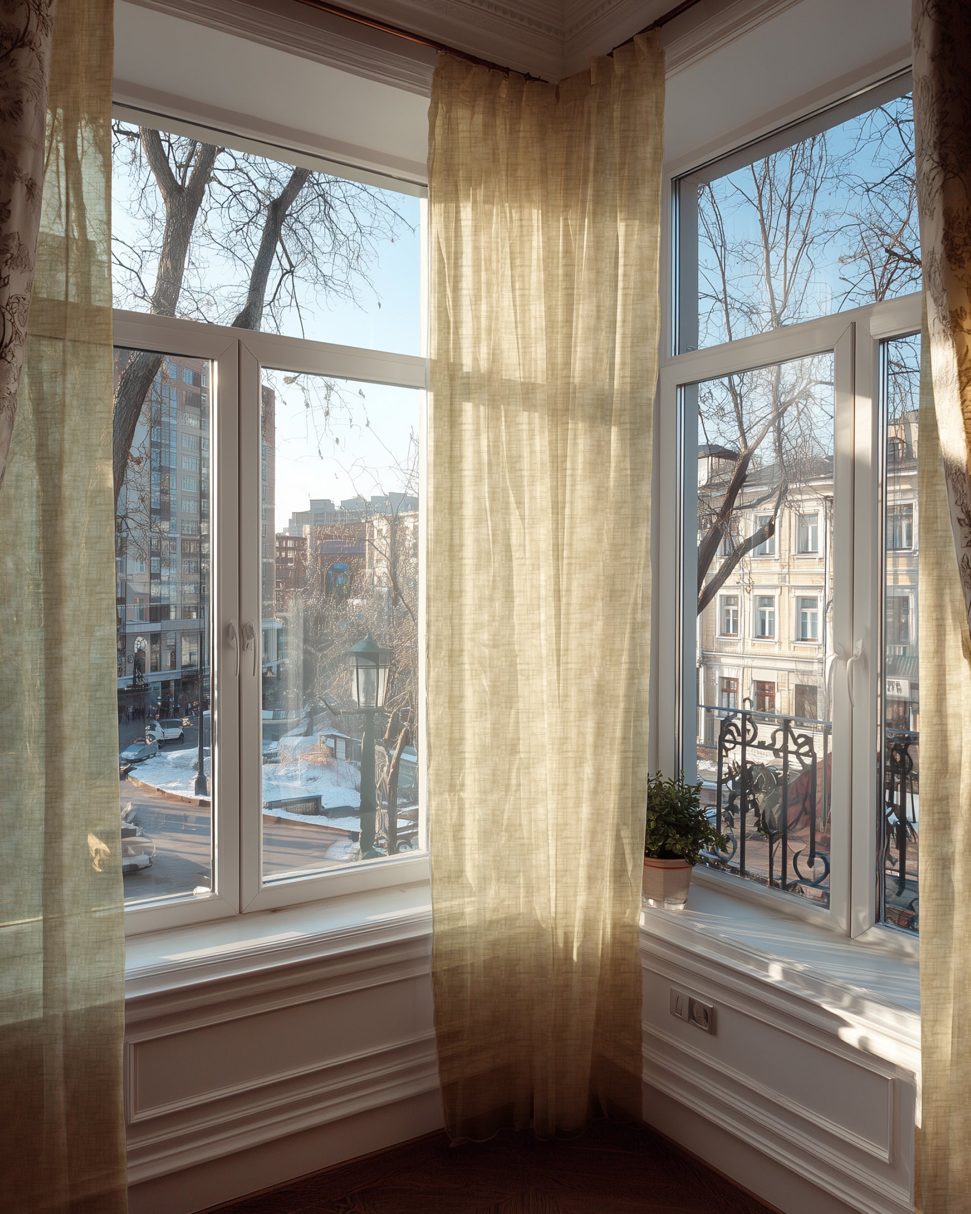 Tehreem Textured Sheer Custom Curtain Taupe Front