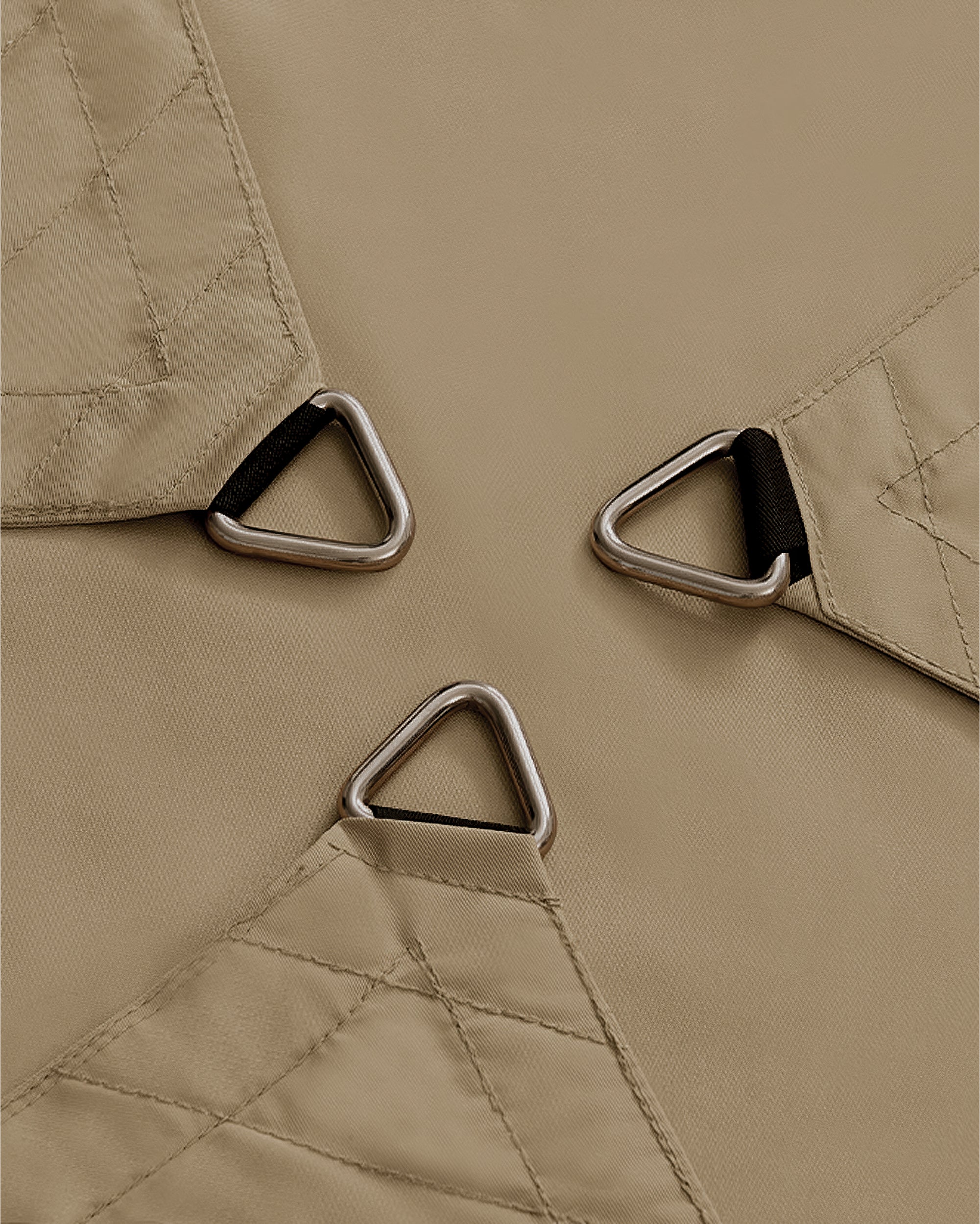 UVShield Waterproof Triangle Sun Shade Sail Beige Installation