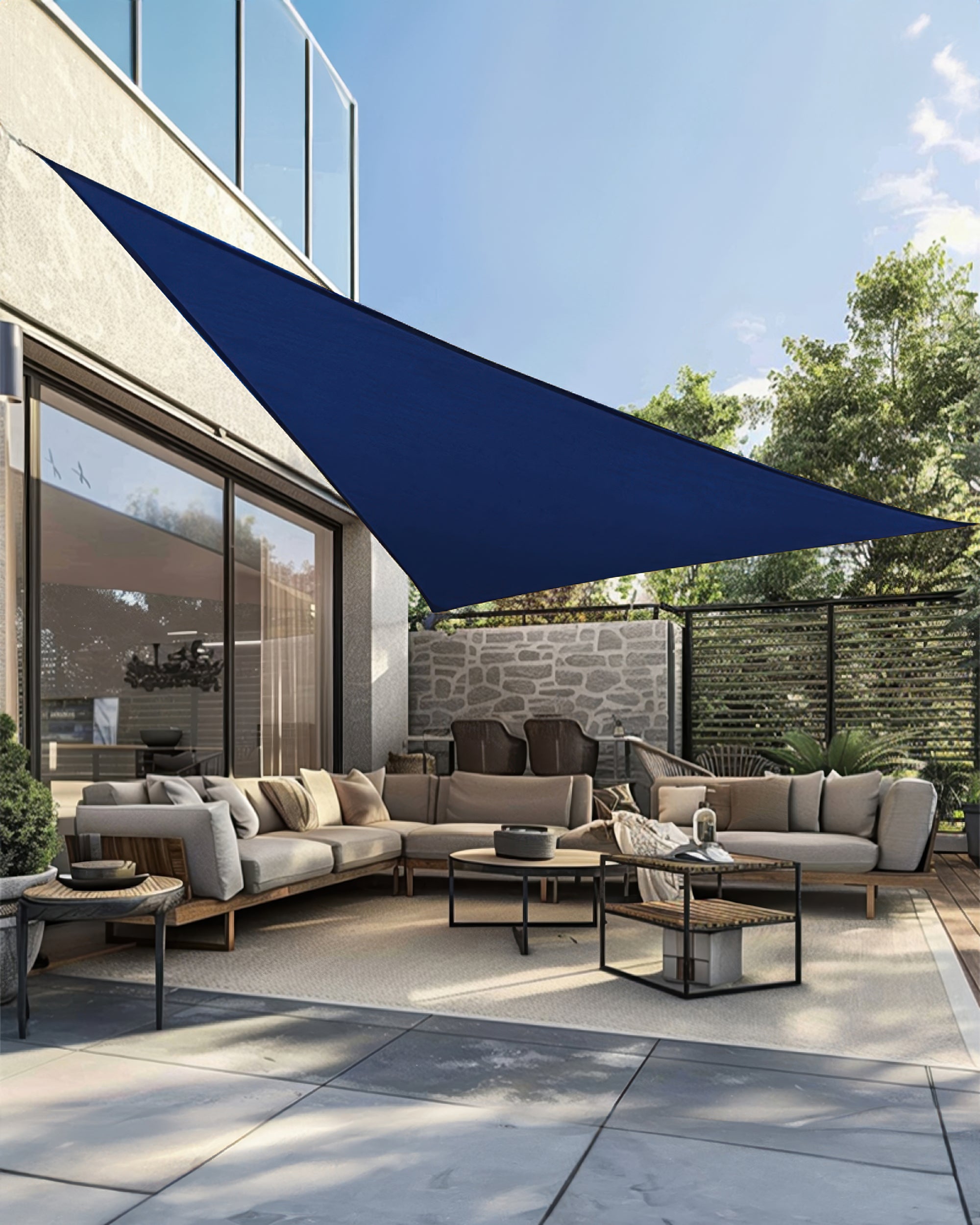 UVShield Waterproof Triangle Sun Shade Sail Blue Yard
