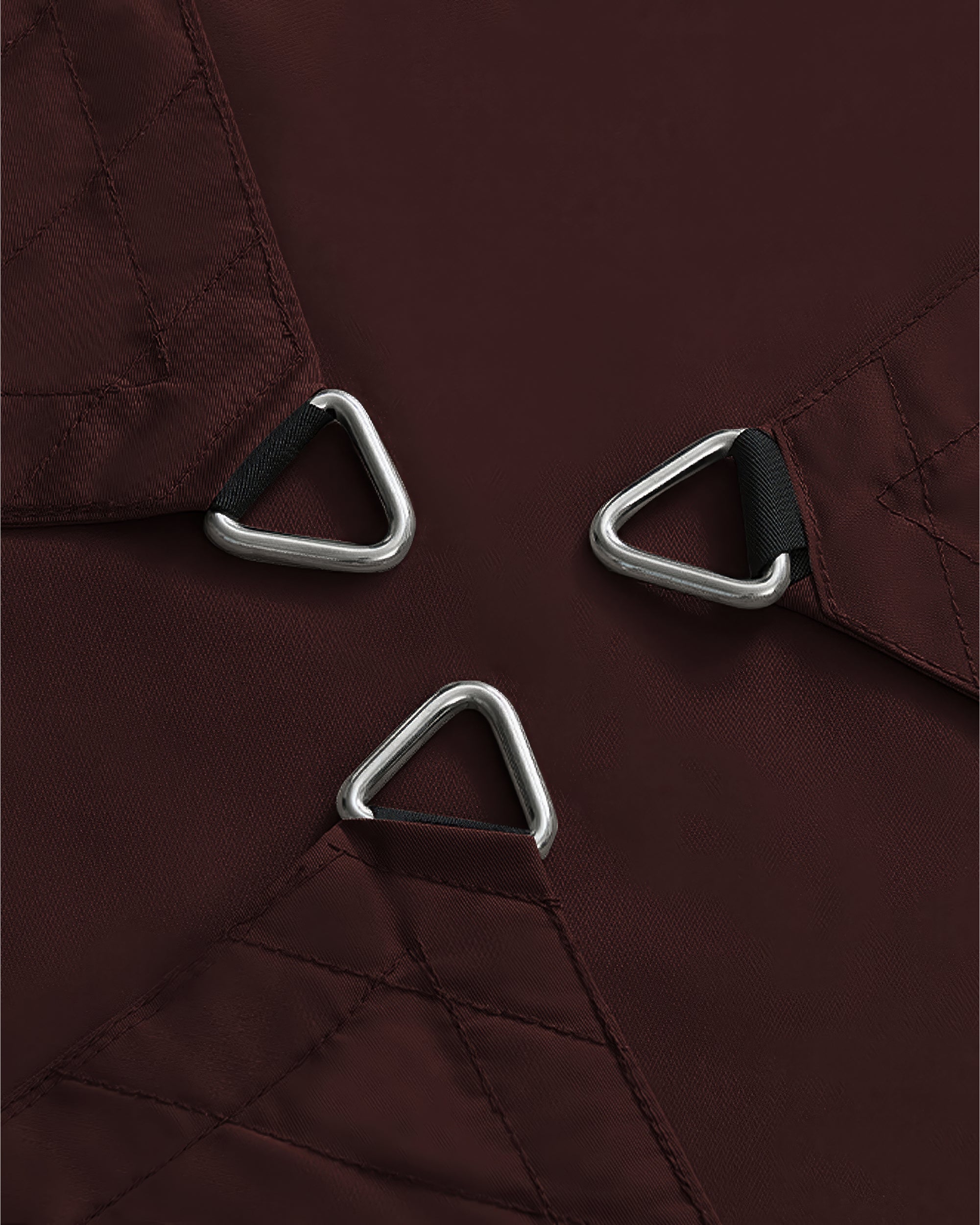 UVShield Waterproof Triangle Sun Shade Sail Burgundy Installation