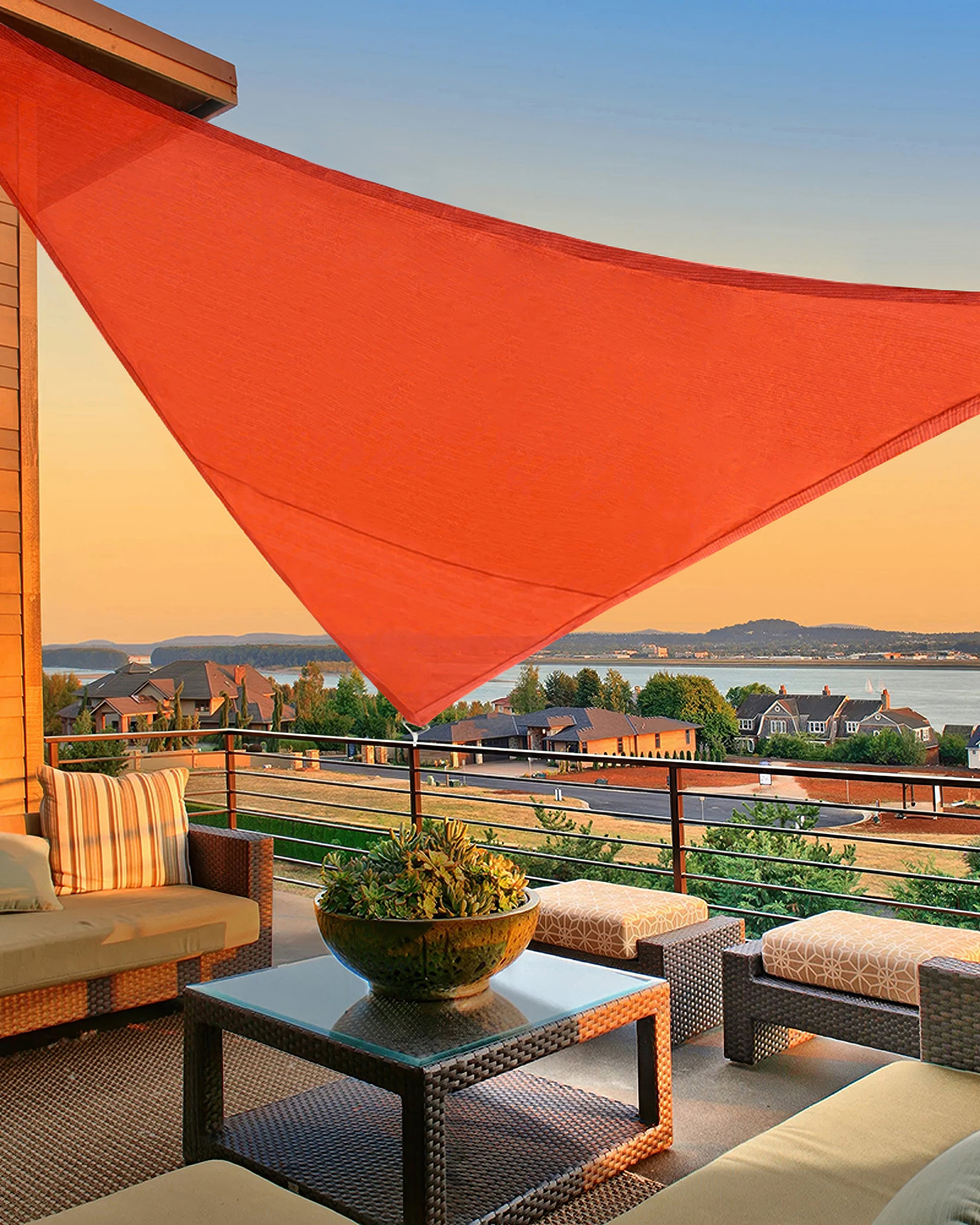 UVShield Waterproof Triangle Sun Shade Sail Carrot Balcony