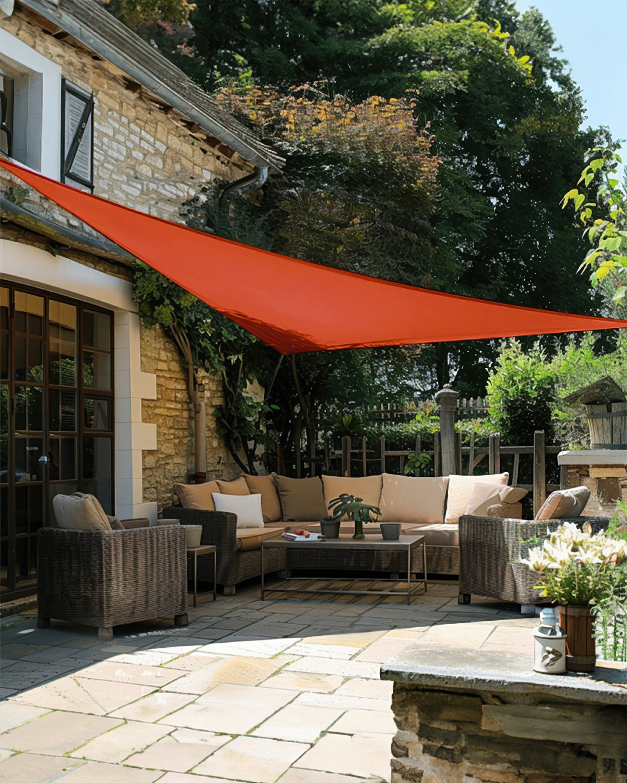 UVShield Waterproof Triangle Sun Shade Sail Carrot Courtyard