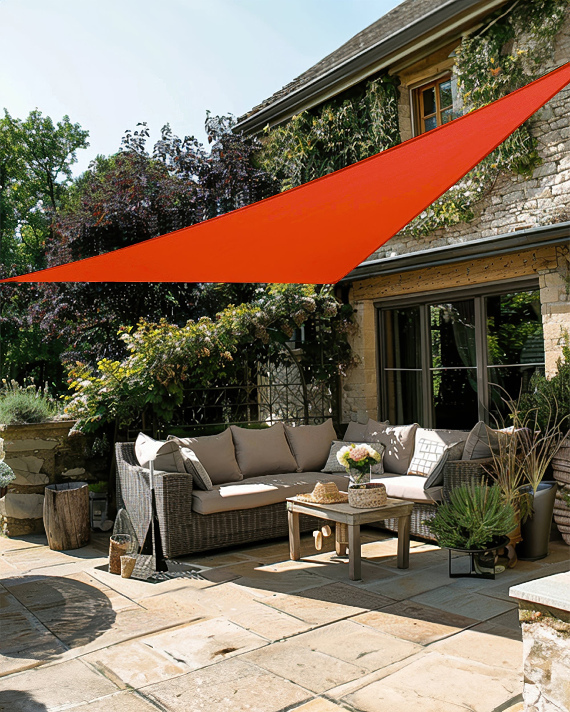 UVShield Waterproof Triangle Sun Shade Sail Carrot Courtyard Side
