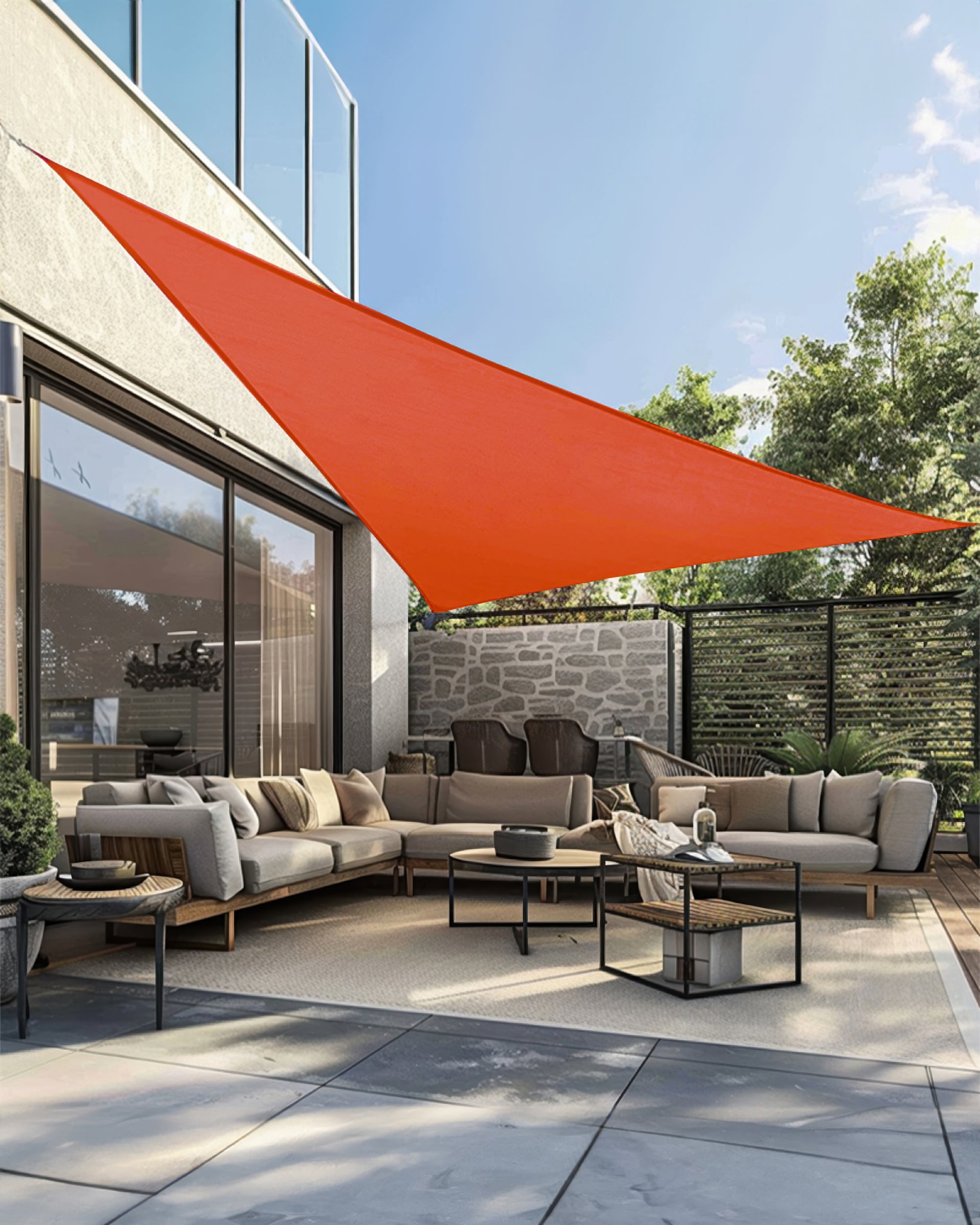 UVShield Waterproof Triangle Sun Shade Sail Carrot Yard