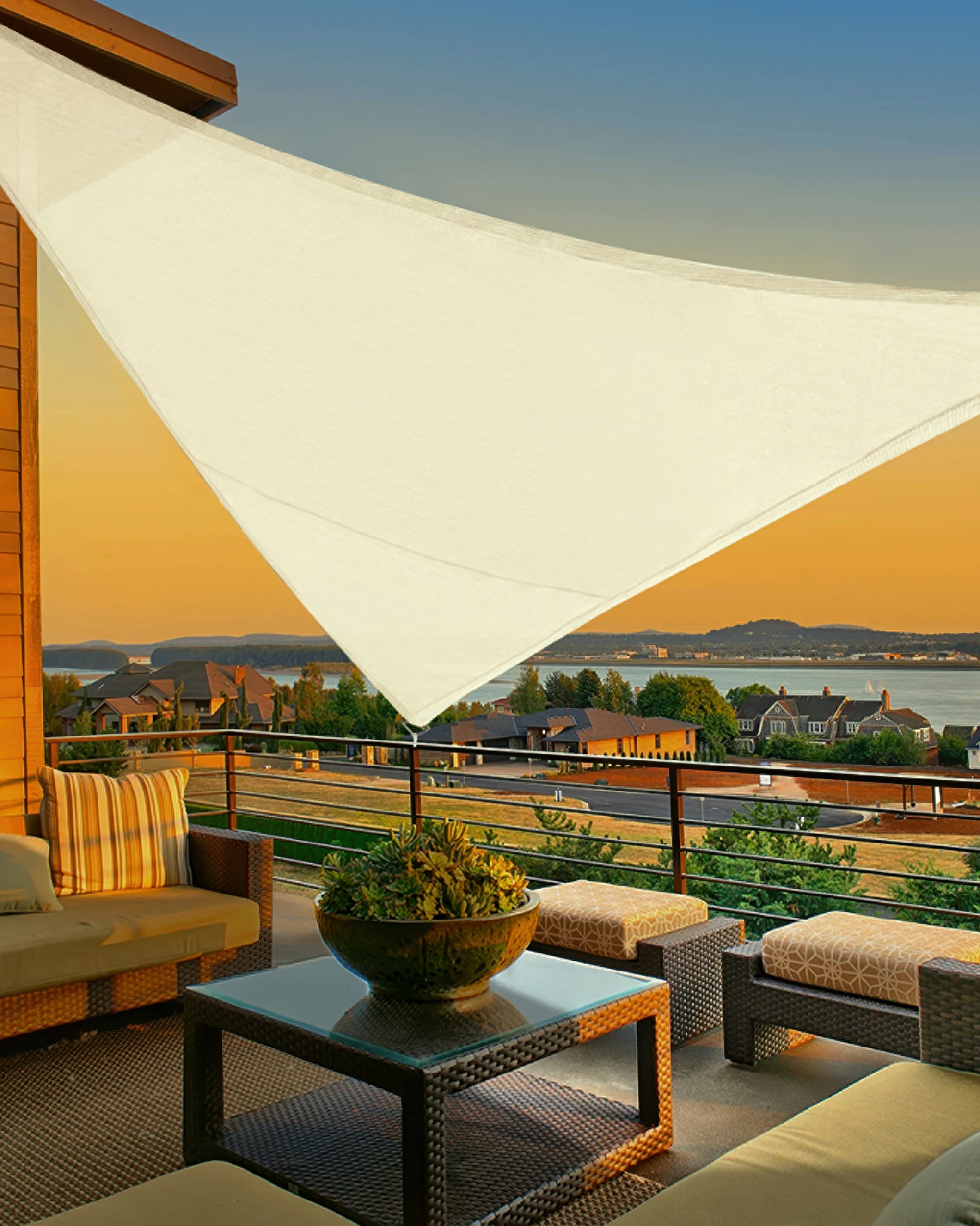 UVShield Waterproof Triangle Sun Shade Sail Cream Balcony