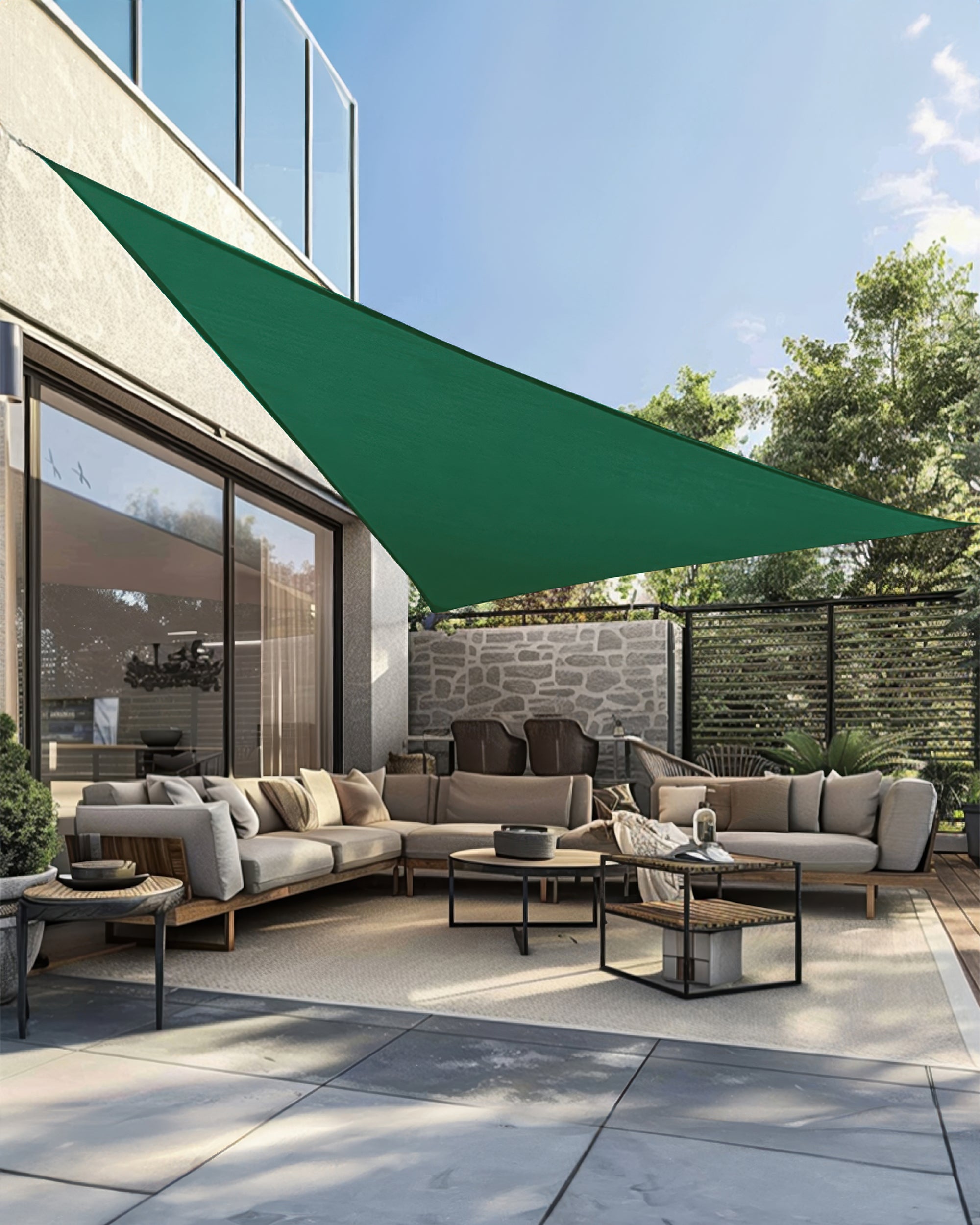 UVShield Waterproof Triangle Sun Shade Sail Forest Green Yard