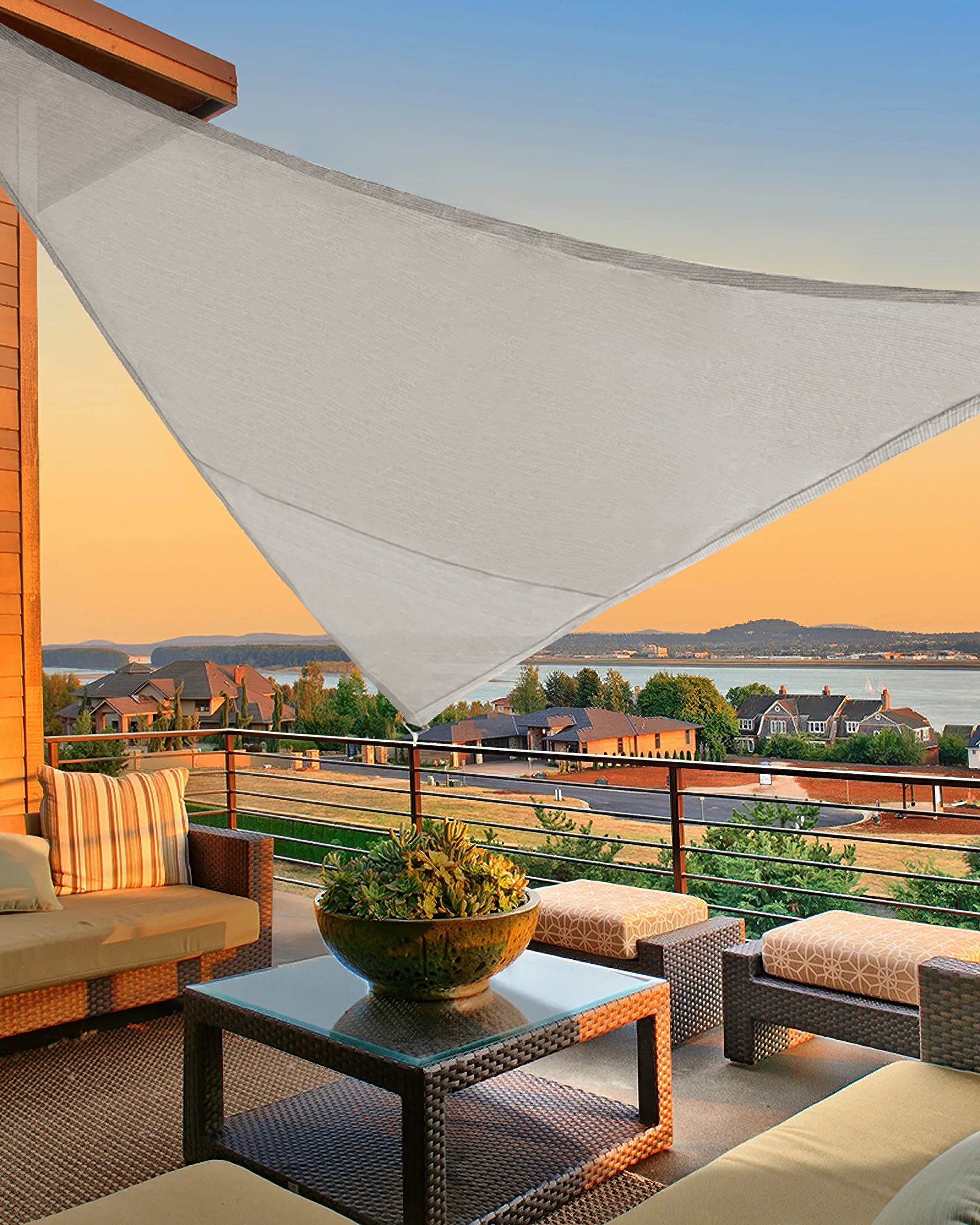 UVShield Waterproof Triangle Sun Shade Sail Grey Color Balcony