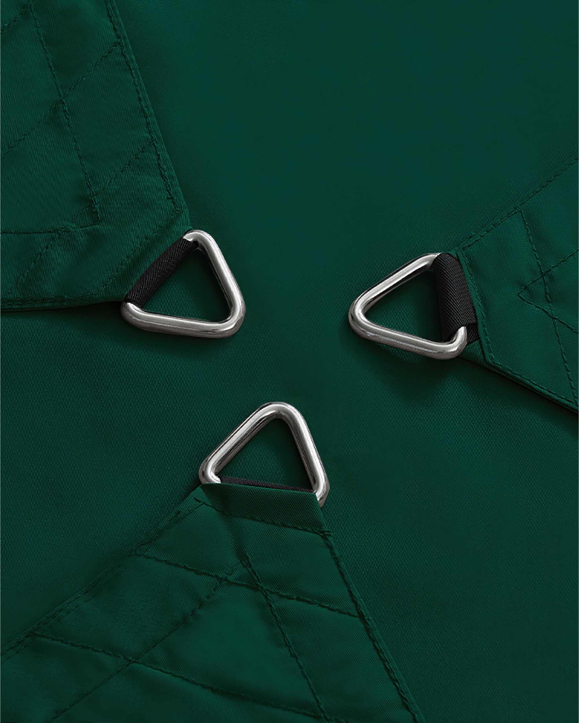 UVShield Waterproof Triangle Sun Shade Sail Hunter Green Installation