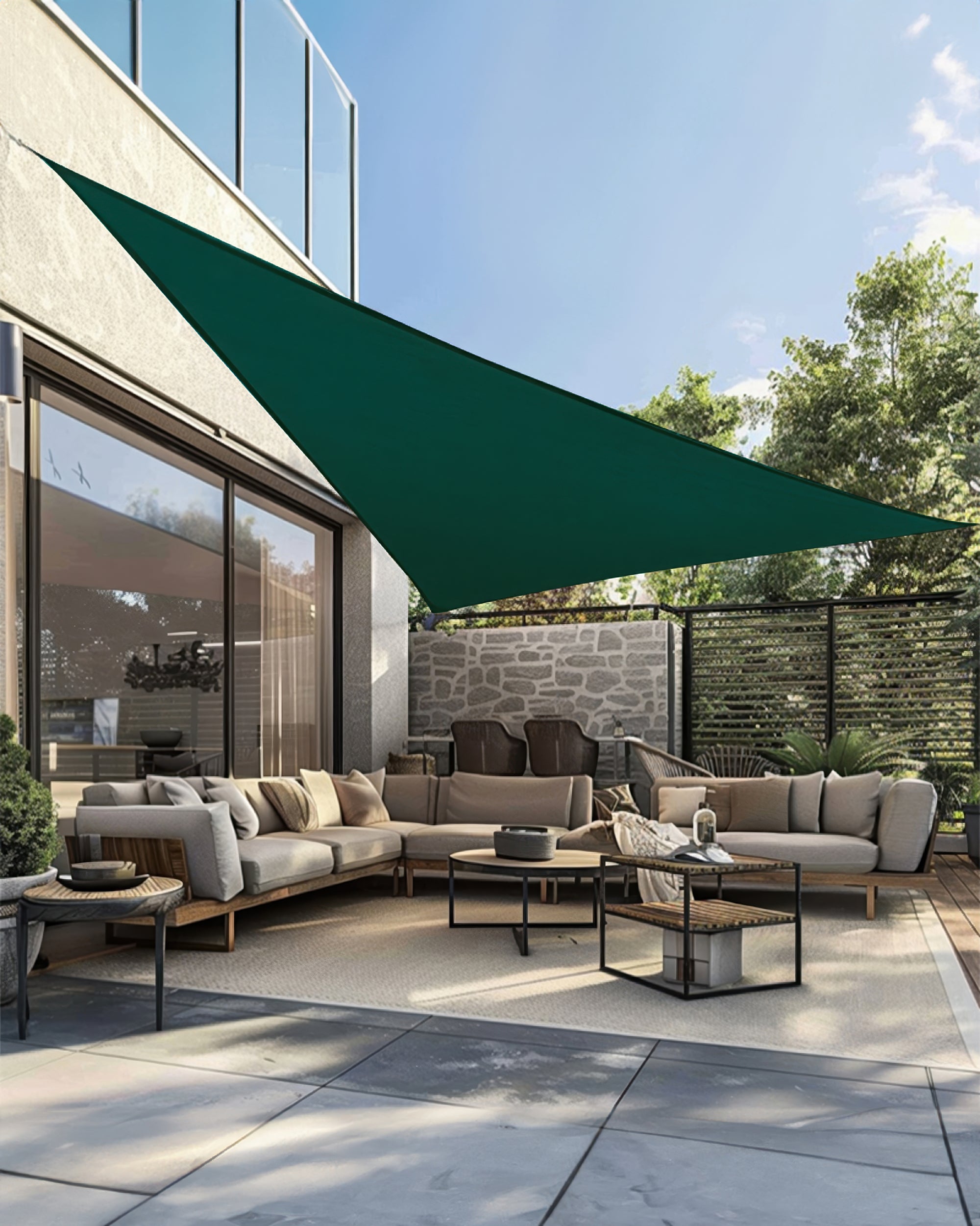 UVShield Waterproof Triangle Sun Shade Sail Hunter Green Yard