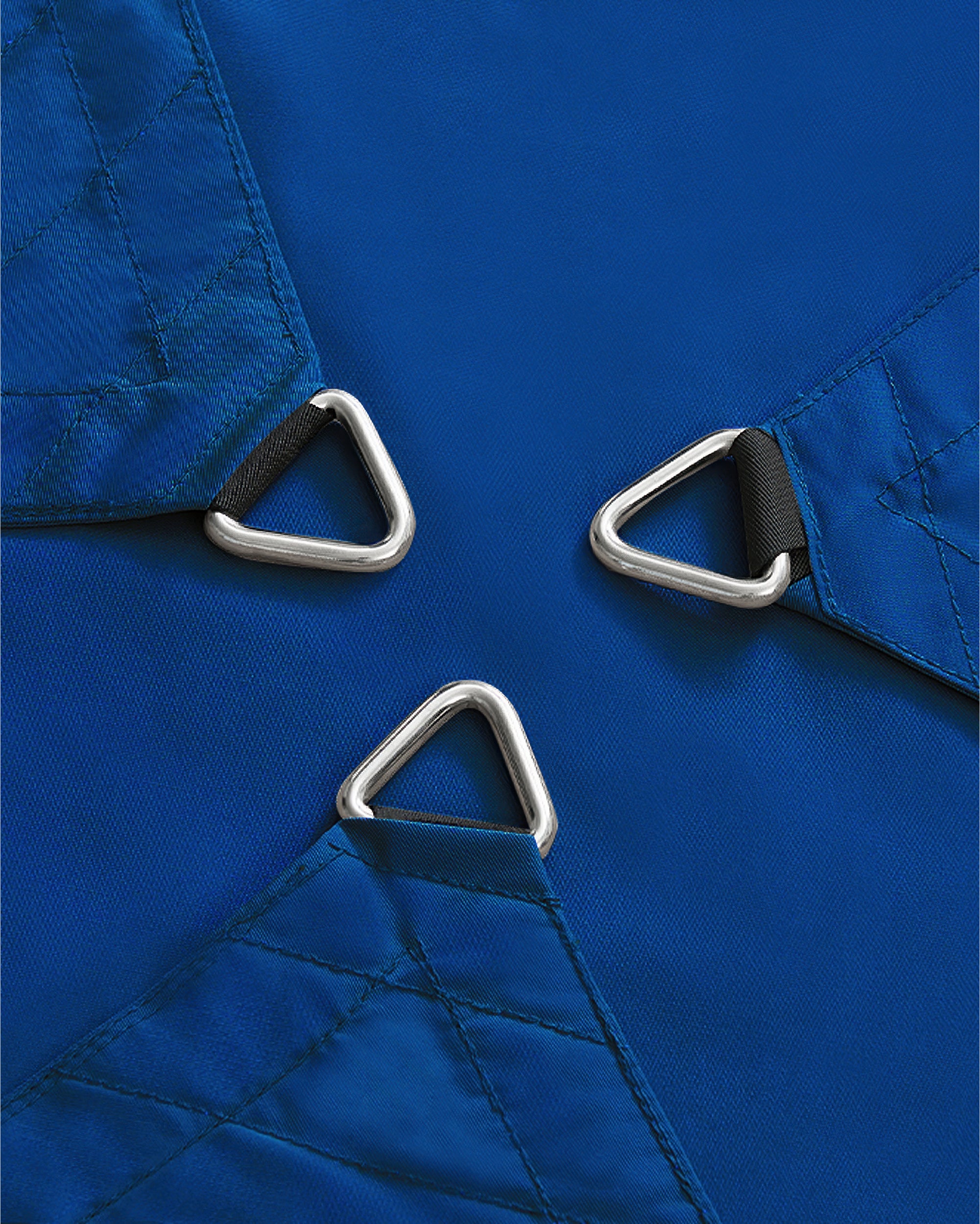 UVShield Waterproof Triangle Sun Shade Sail Navy Blue Installation