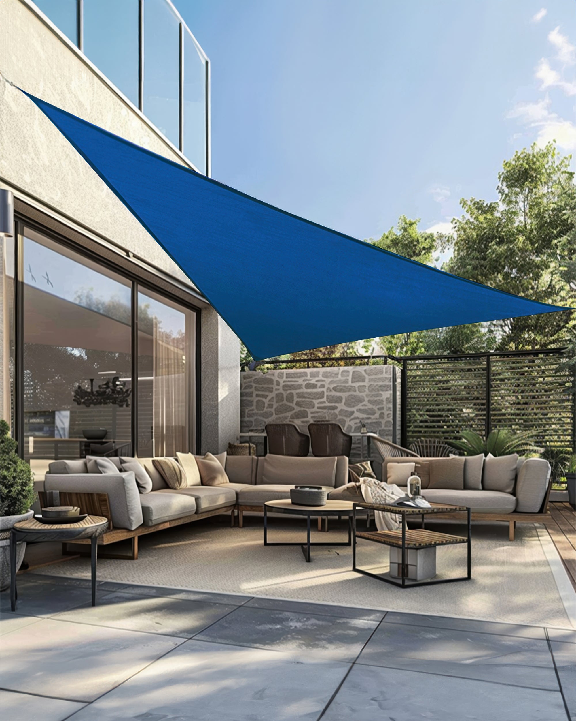 UVShield Waterproof Triangle Sun Shade Sail Navy Blue Yard
