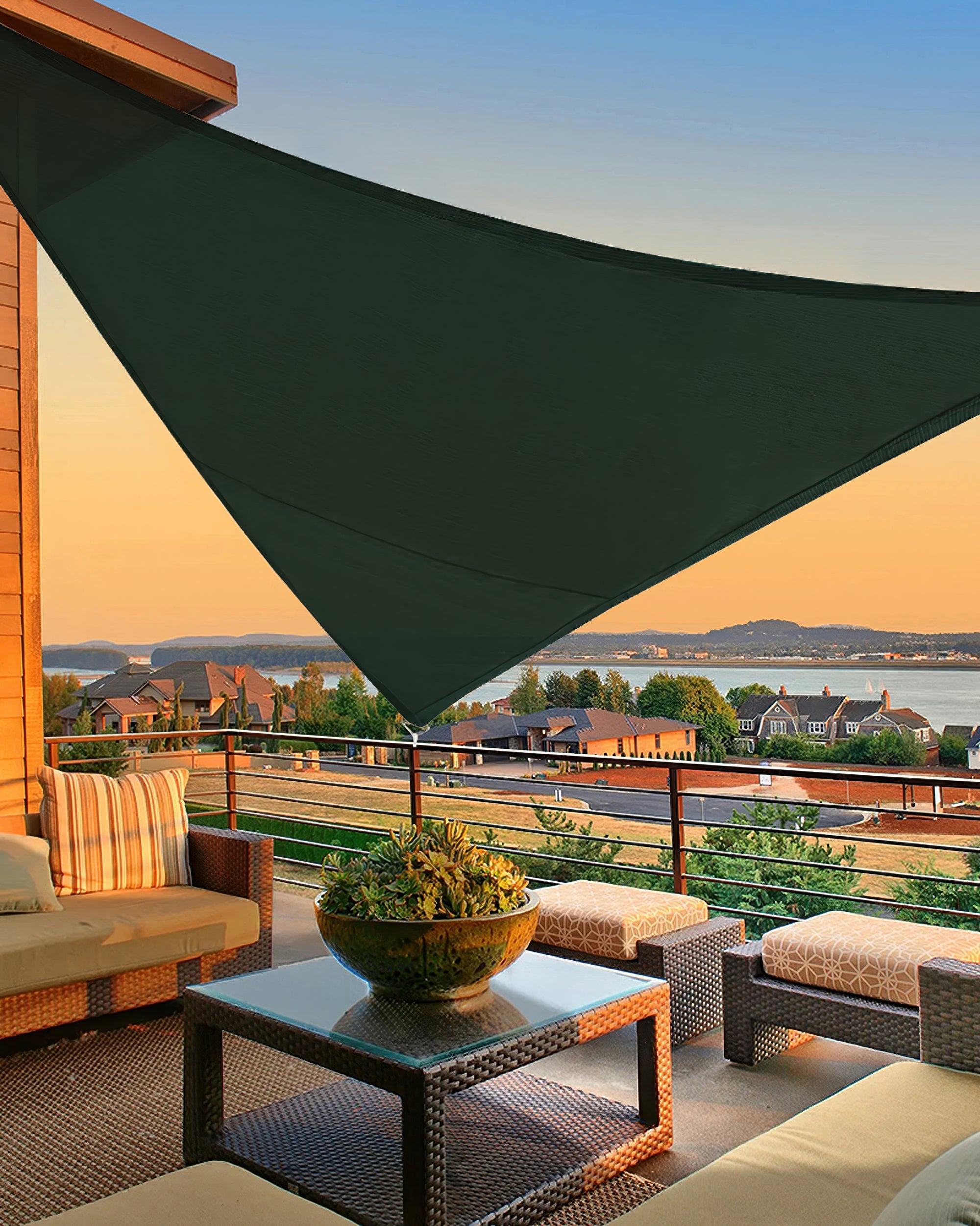 UVShield Waterproof Triangle Sun Shade Sail Olive Balcony
