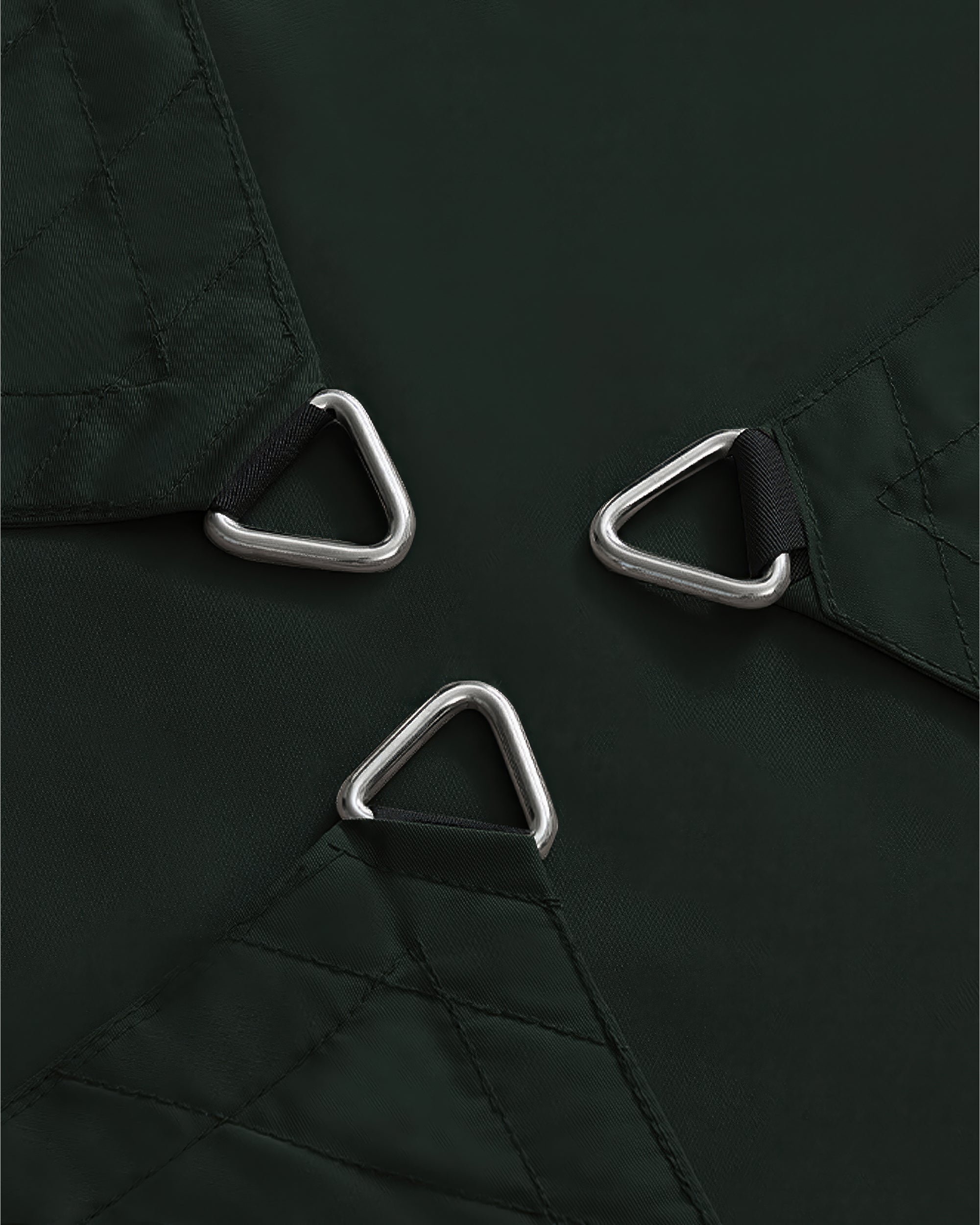 UVShield Waterproof Triangle Sun Shade Sail Olive Installation
