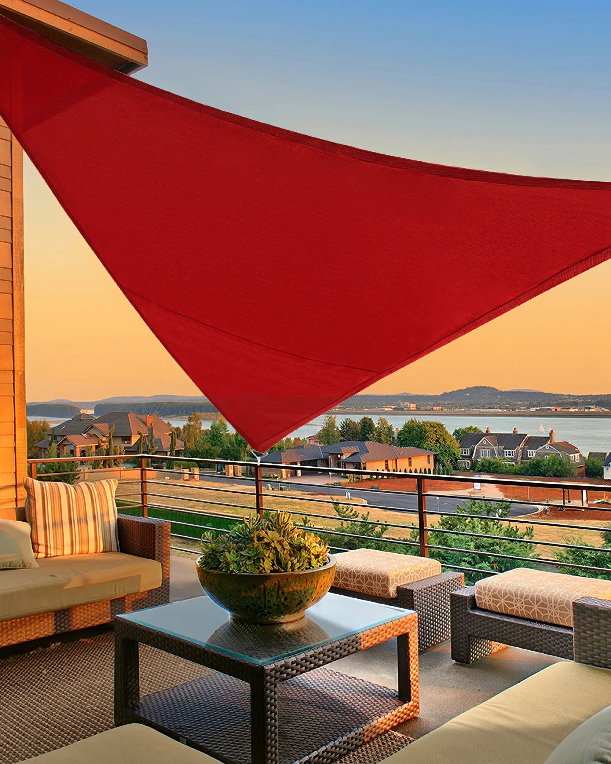 UVShield Waterproof Triangle Sun Shade Sail Red Balcony