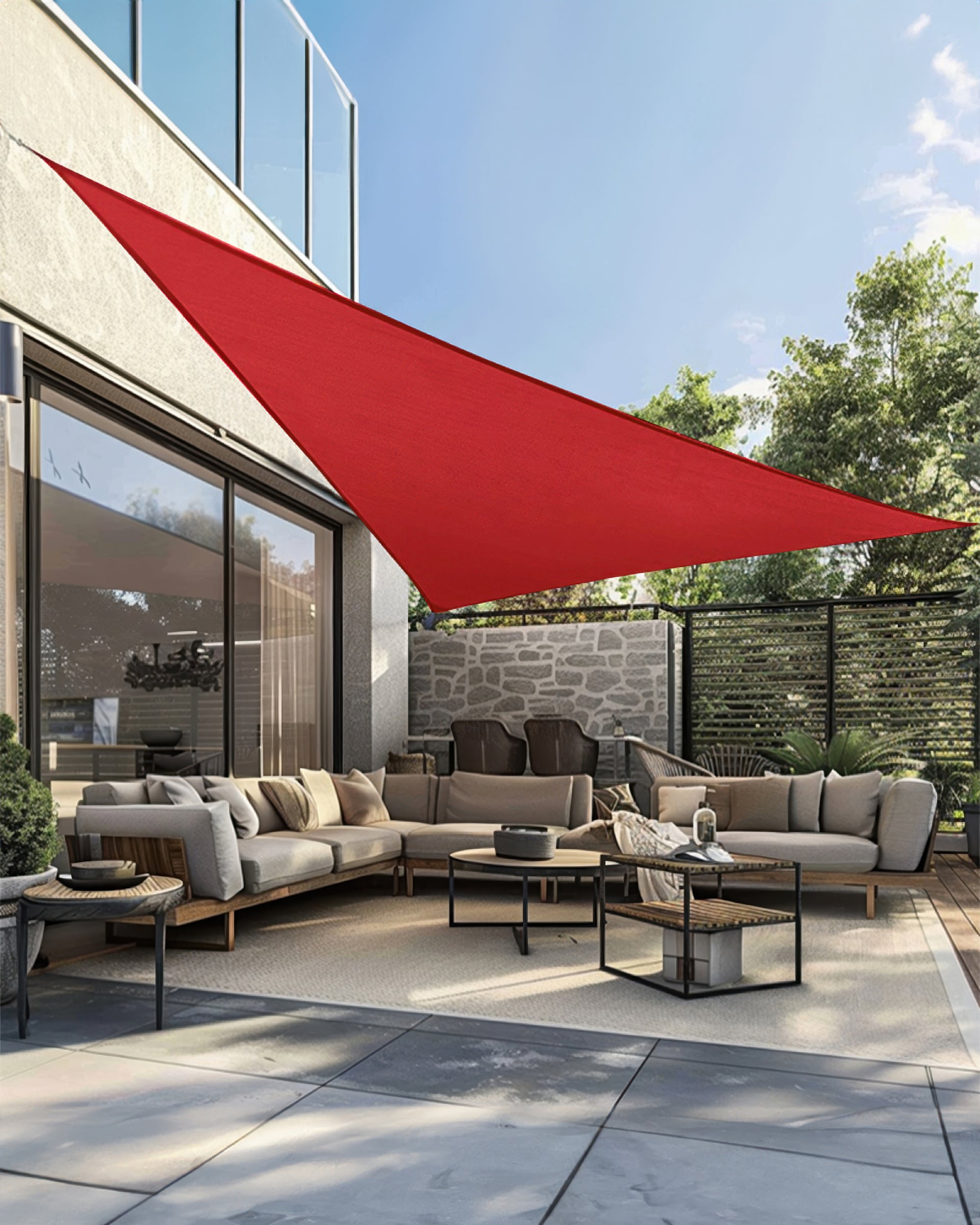 UVShield Waterproof Triangle Sun Shade Sail Red Yard