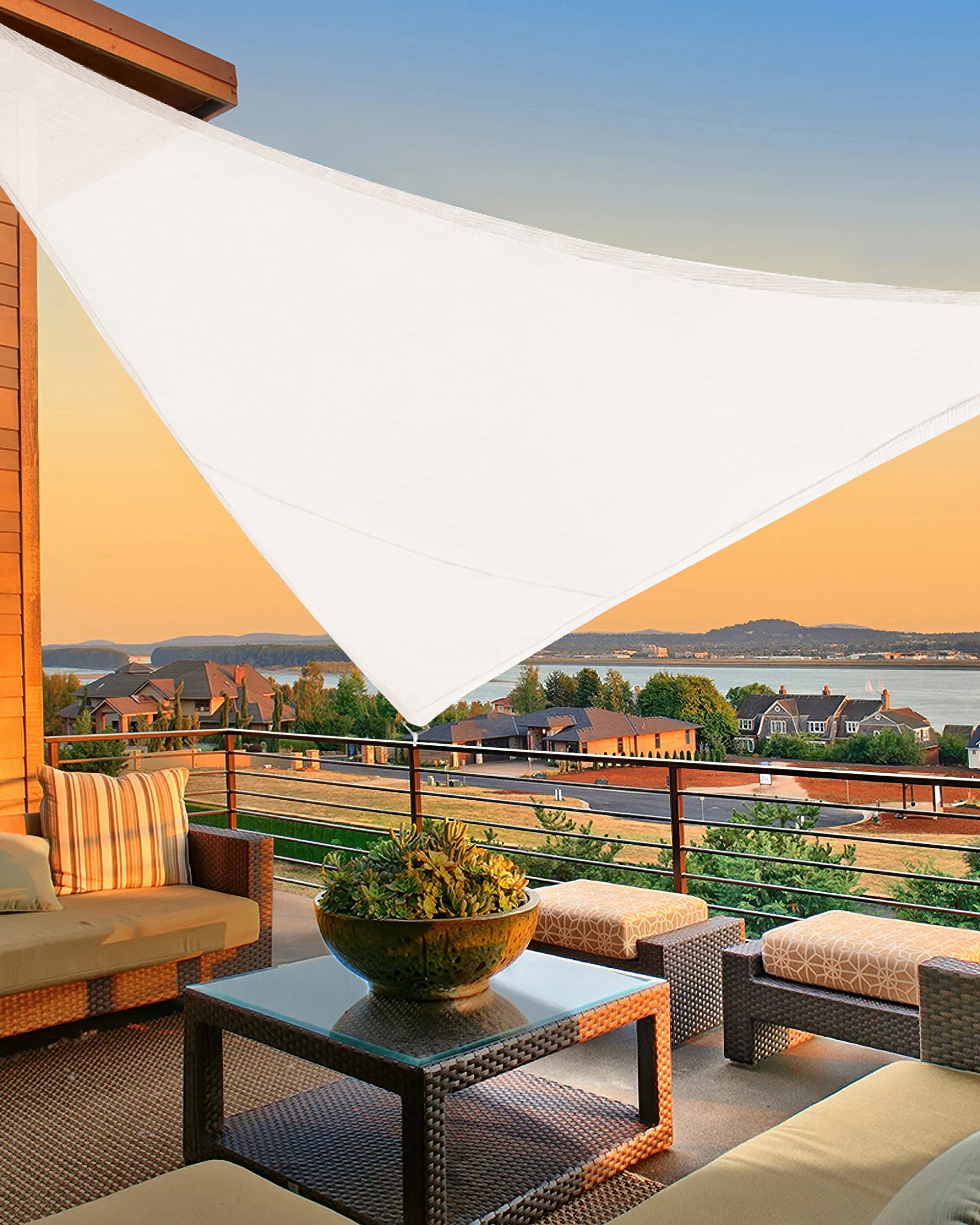 UVShield Waterproof Triangle Sun Shade Sail White Balcony