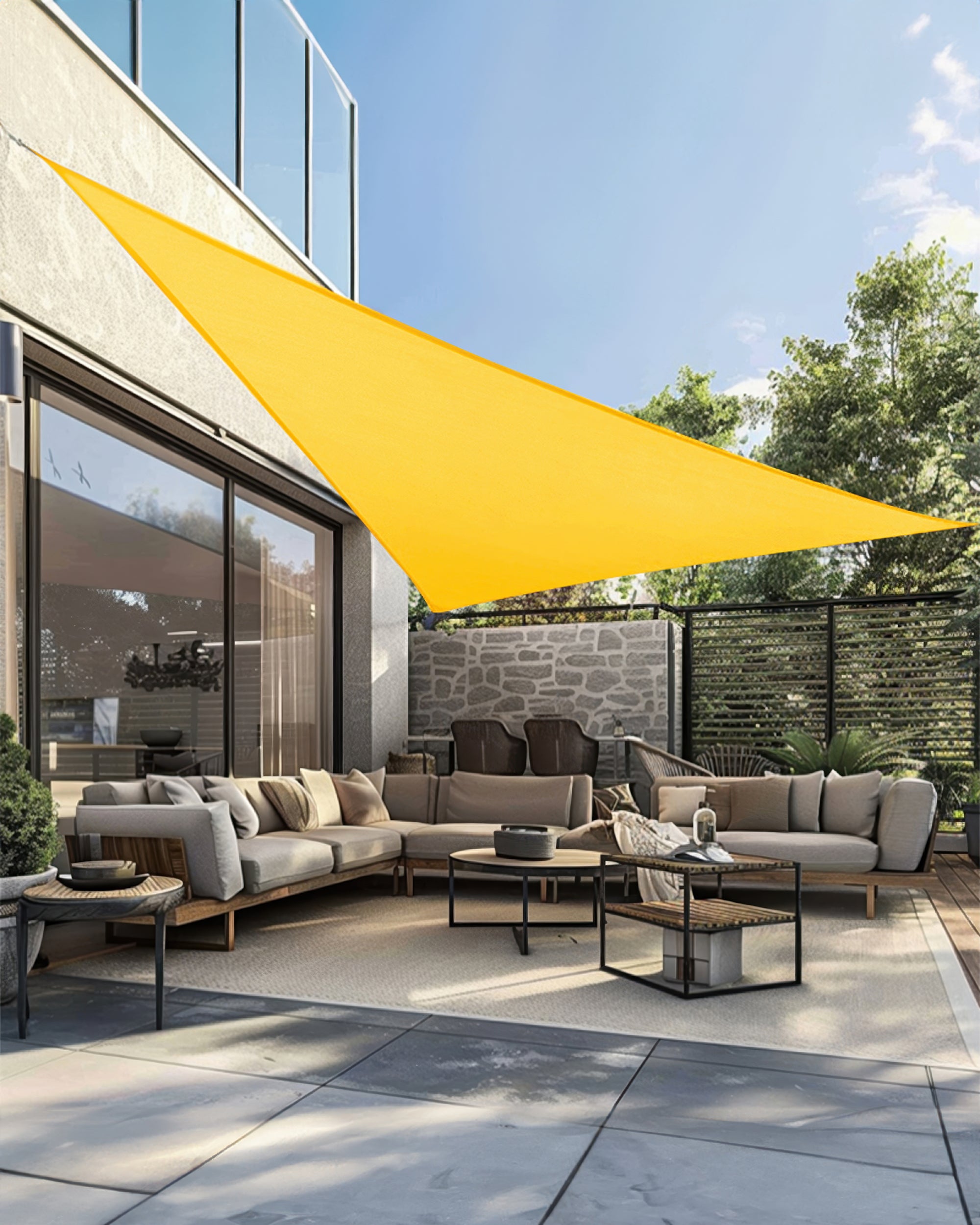 UVShield Waterproof Triangle Sun Shade Sail Yellow Yard