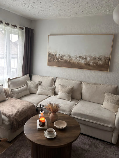 Laborien Linen Look Textured Custom Curtain — styled living room