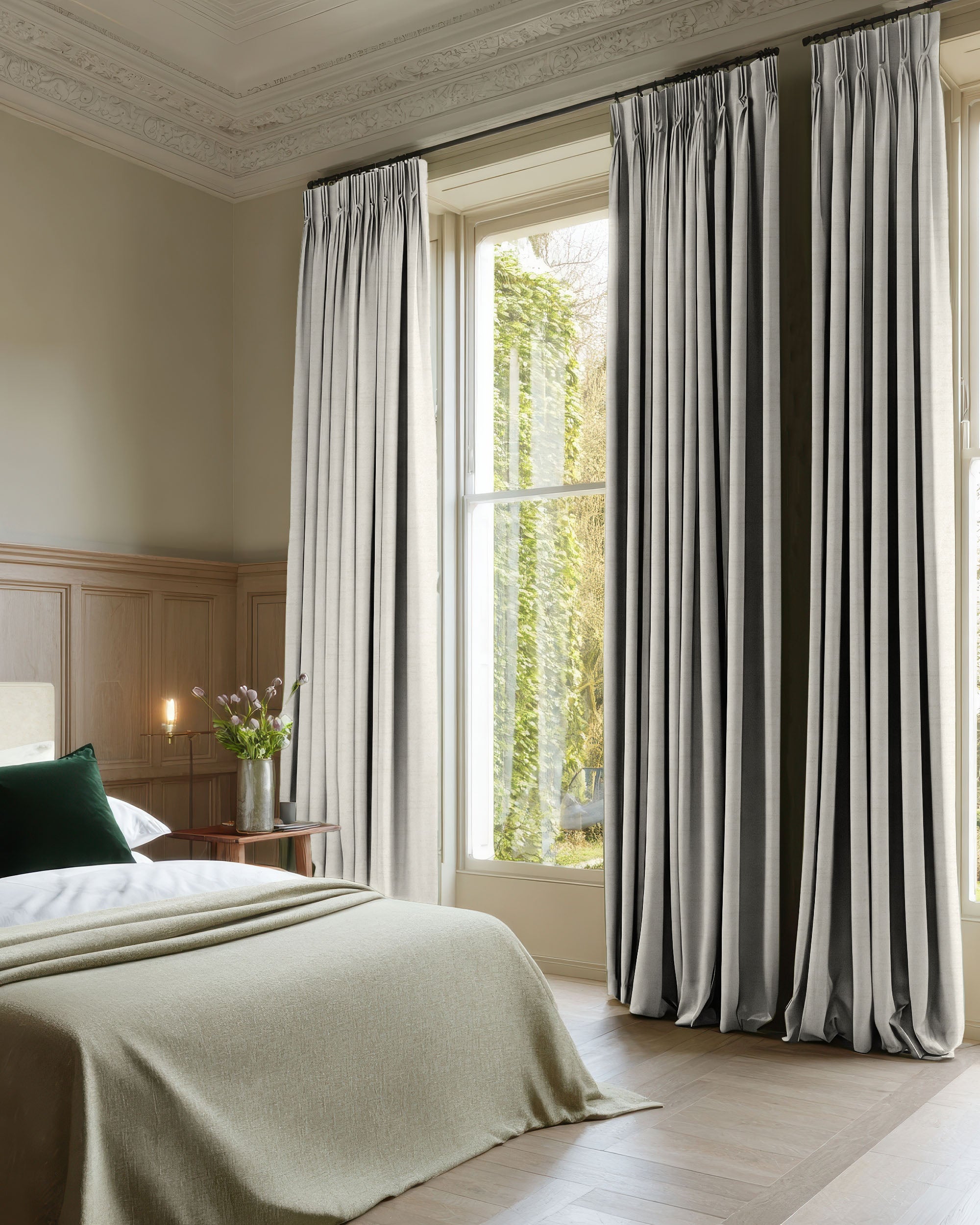 Ambient 100% Blackout Linen Blend Jacquard Custom Curtain - TheHues