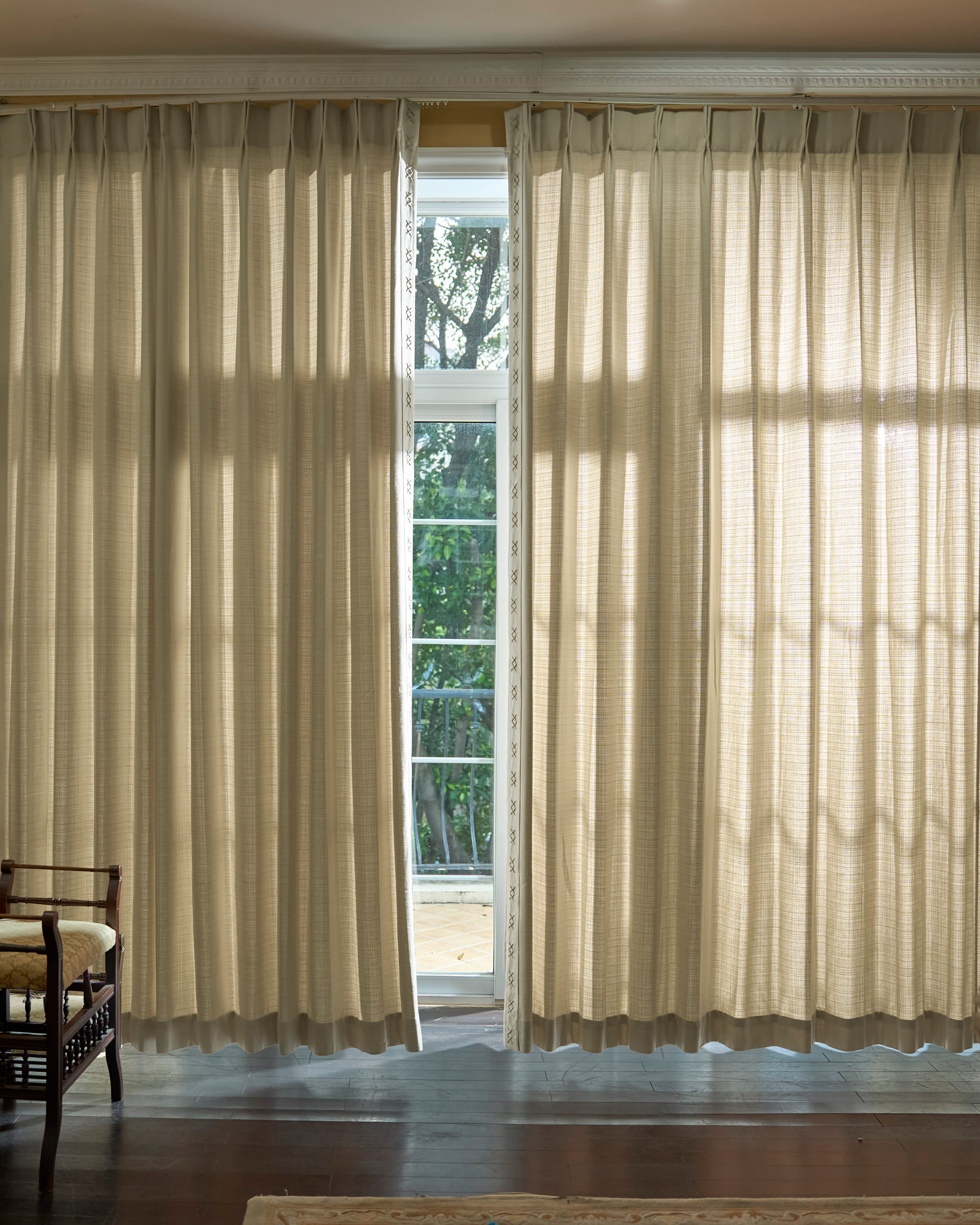 Arden Textured Custom Curtain with Trim