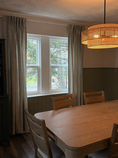 Milo Linen Blend Striped Custom Curtain — dining room window
