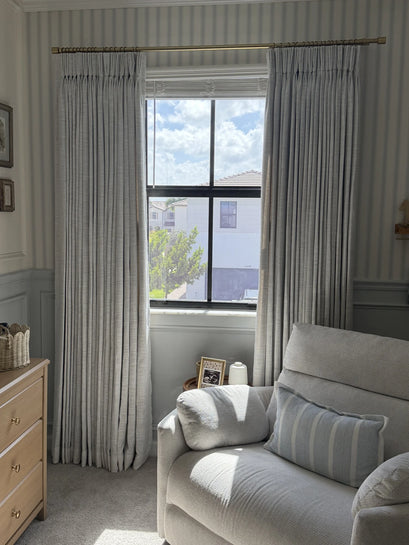 Cassie Linen Blend Custom Curtains — bright living room window