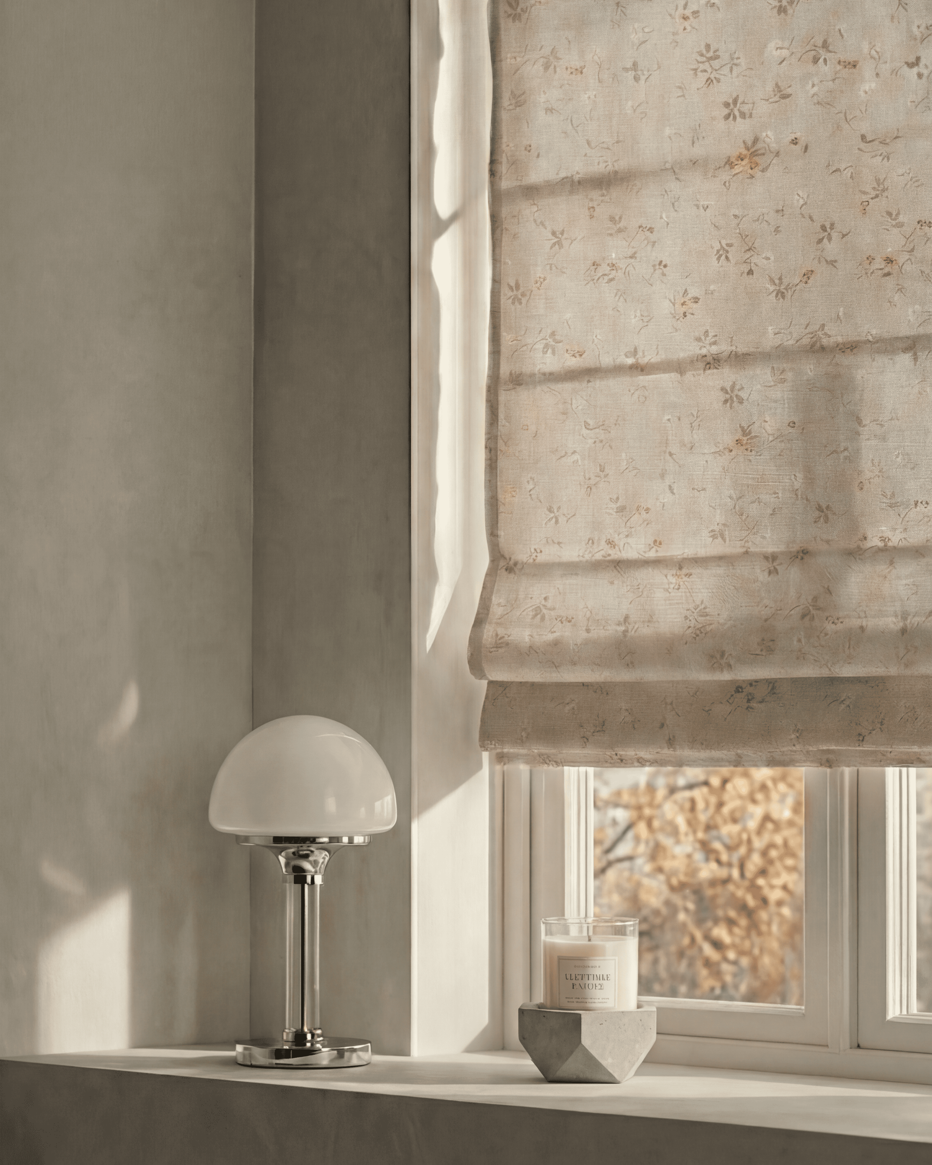 Whisper Flat Fold Floral Patterned Custom Roman Shade