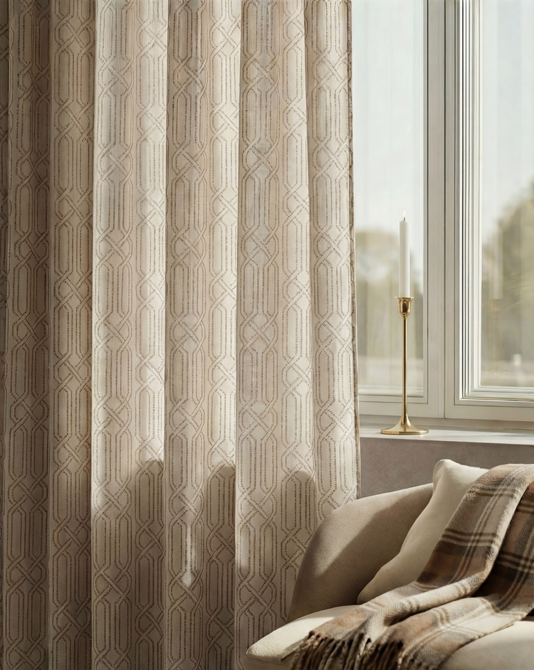 Interlace Linen Blend Patterned Custom Curtain