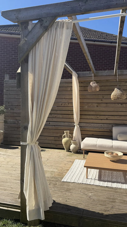 Noah Linen Look Lightweight Waterproof Custom Outdoor Curtain — outdoor patio curtains