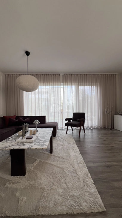 Yarn Linen Look Sheer Custom Curtain — modern living room