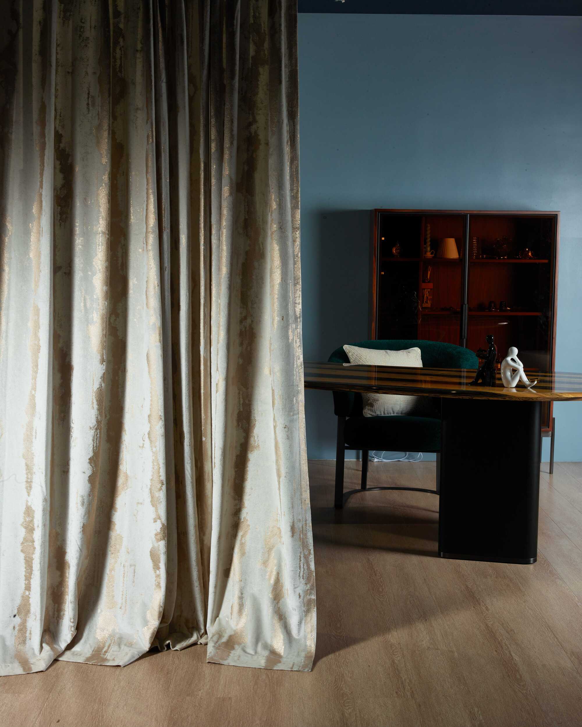 Casablanca Foil Printed Velvet Patterned Custom Curtain | Designed in Italy