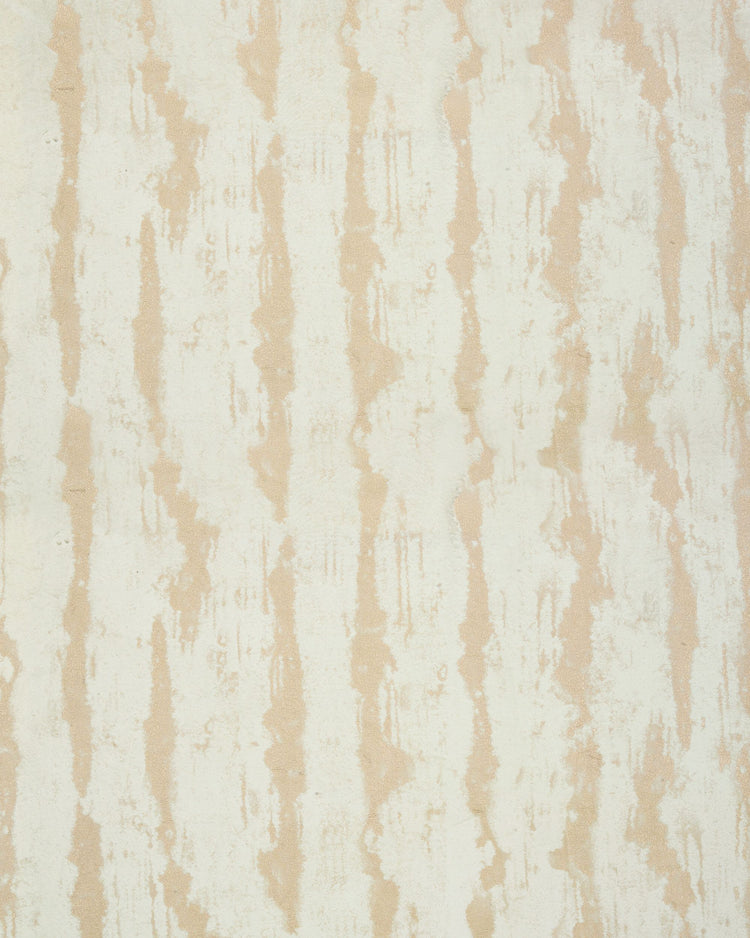 Casablanca custom curtain fabric close-up: light gold irregular vertical foil pattern on luxurious cream velvet, enhancing sophisticated decor.