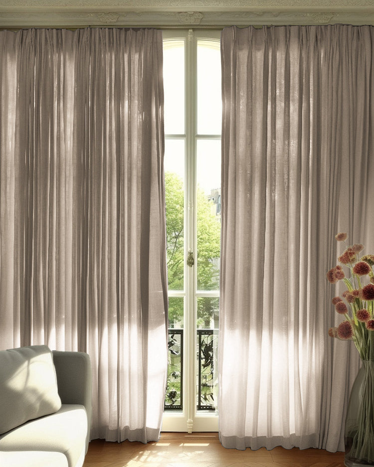 Cassie Linen Blend custom curtains in a neutral hue, elegant drapery providing light control for sophisticated homes.