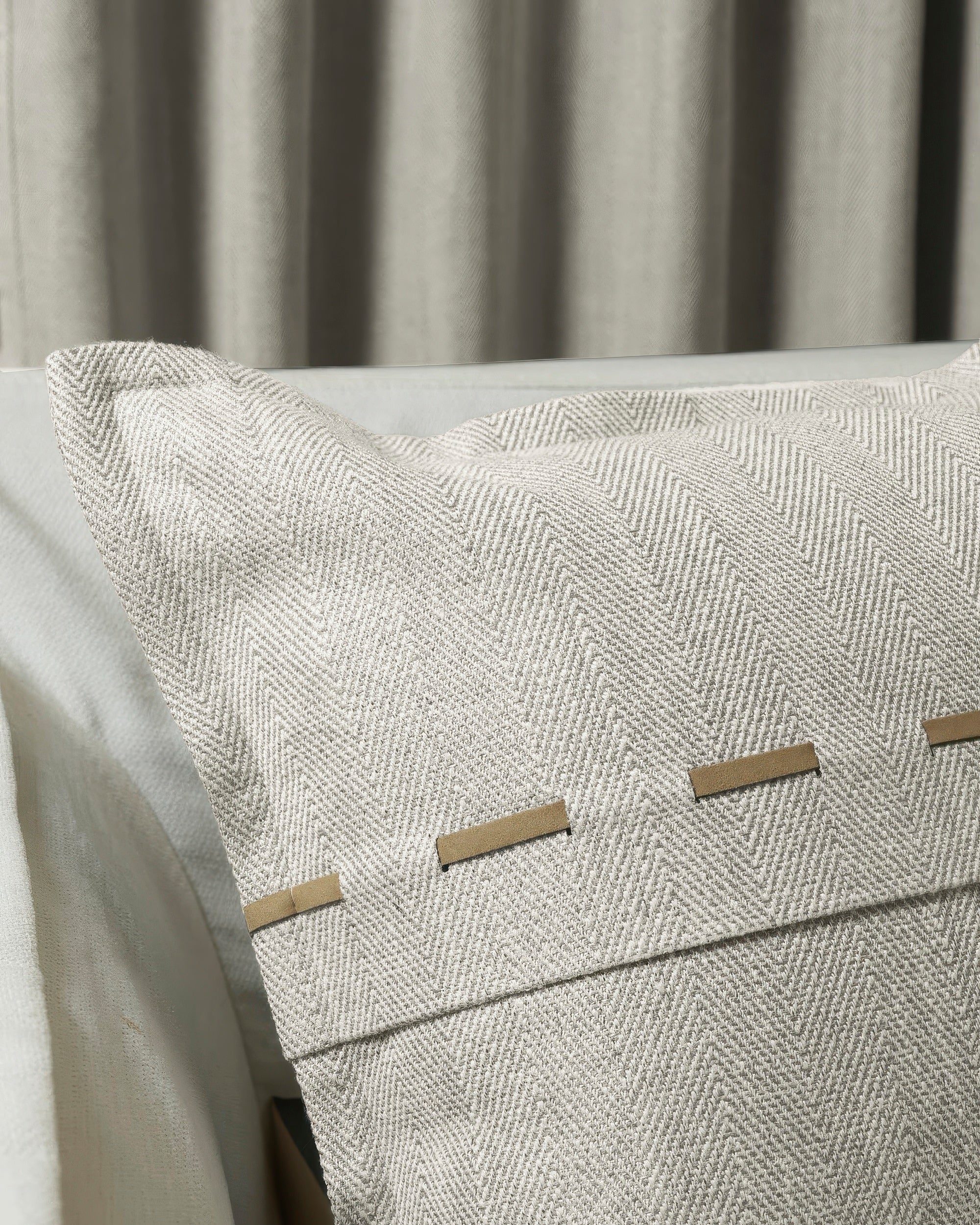 Cleo Textured Faux Leather Laced Throw Pillowcase