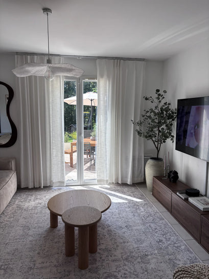 Cassie Linen Blend Custom Curtains — living room window