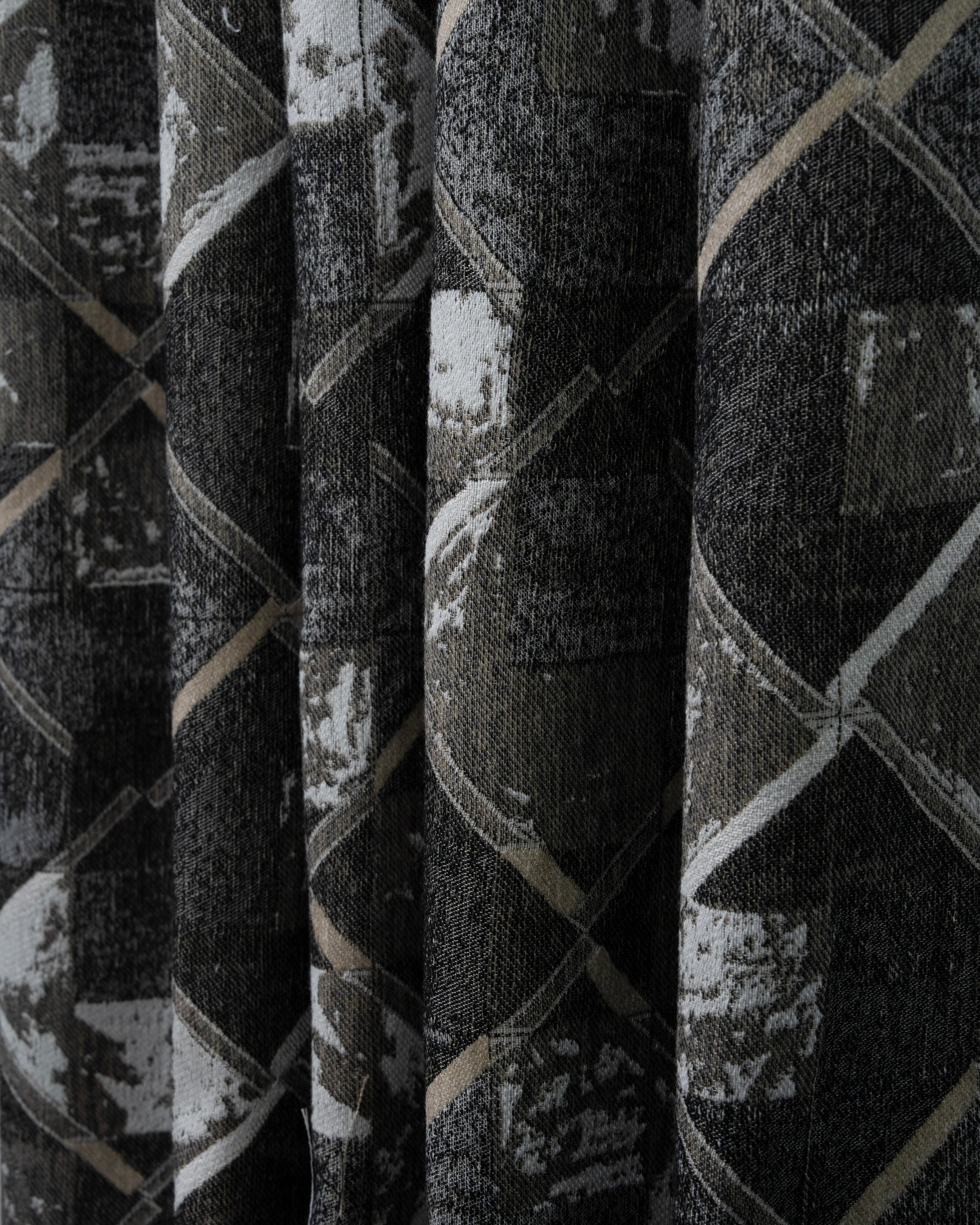 Deconstructed Linen & Wool Blend Heavyweight Geometric Fringed Patterned Custom Curtain