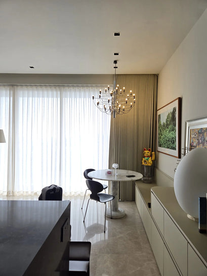 Zoe 100% Blackout Linen Look Custom Curtain — modern dining room