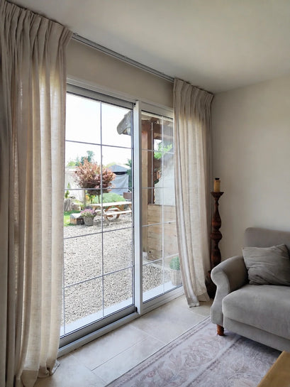 Fiona Linen Blend Custom Curtain — bright living room window