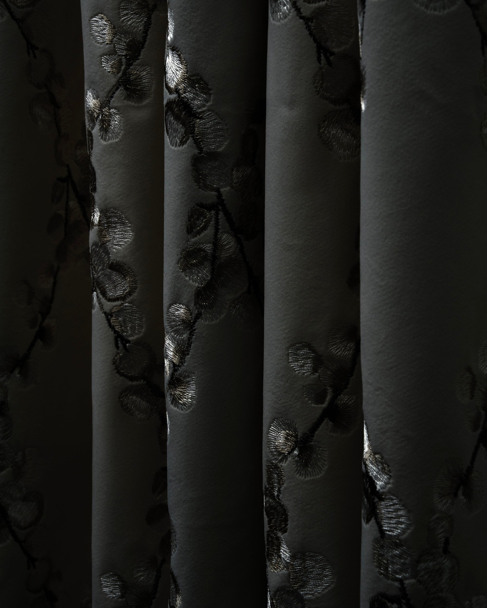 Flora Velvet Emboidered Floral Pattern Custom Curtain - TheHues