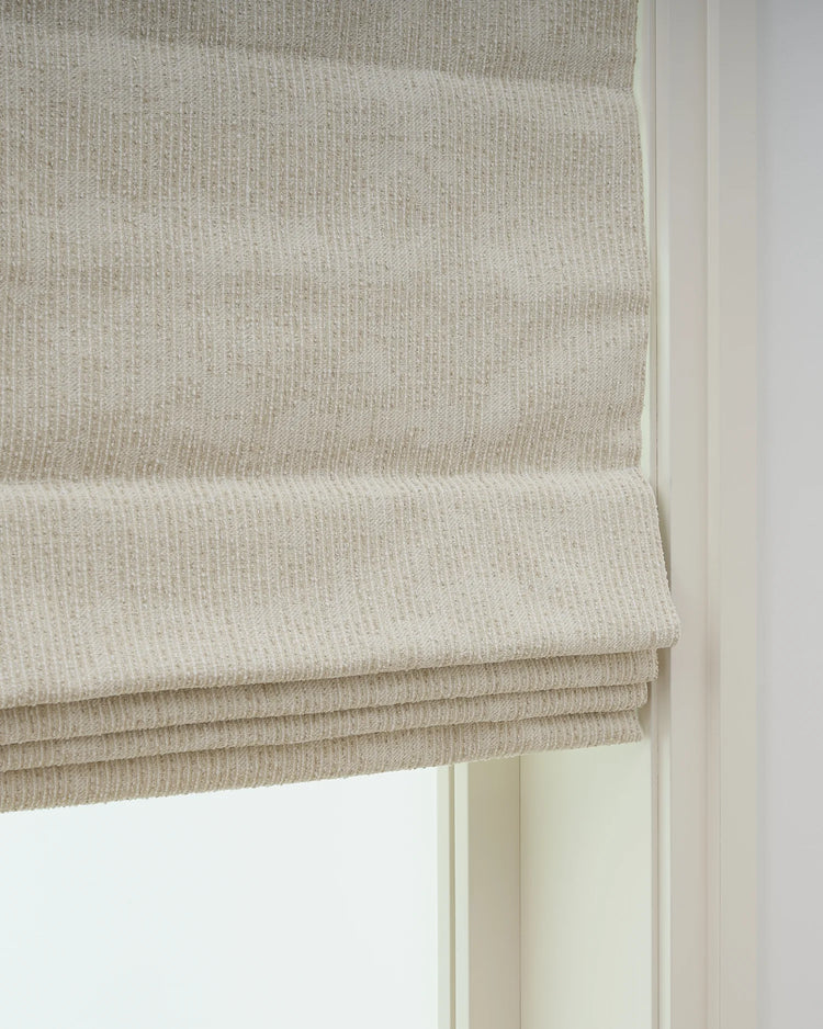 Liwa Flat Fold Linen Blend Striped Cordless Custom Roman Shade
