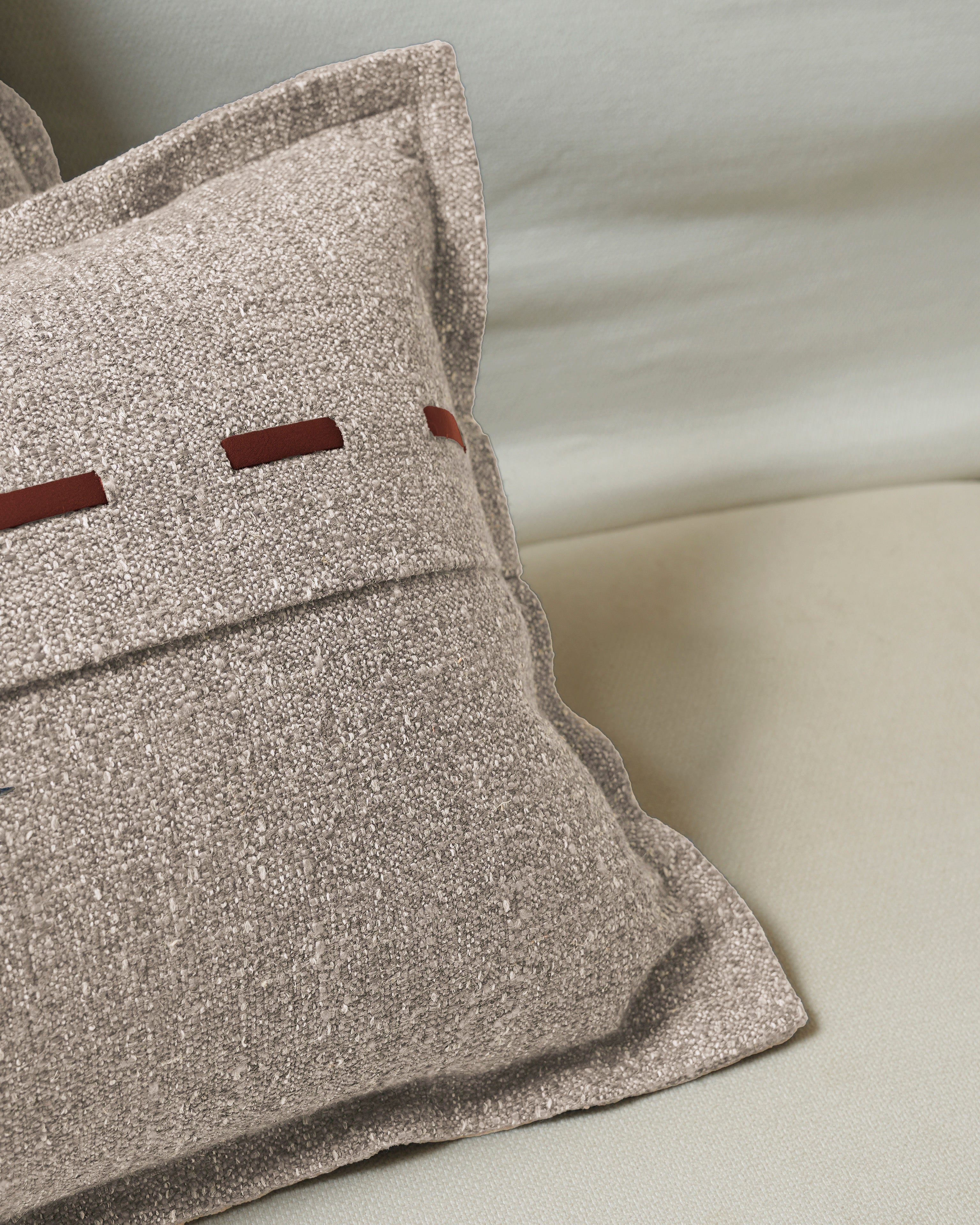 Luna Linen Blend Faux Leather Laced Throw Pillowcase